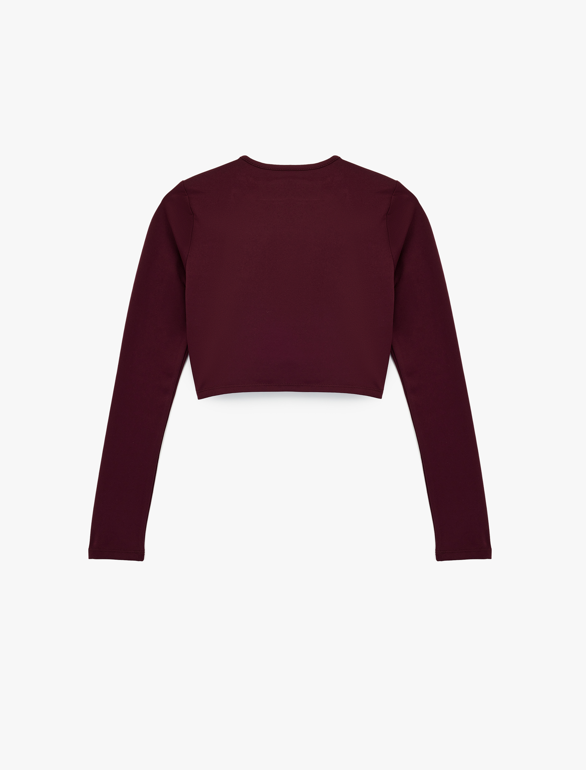 Slim Fit Uzun Kollu Bisiklet Yaka Crop Spor Tişört