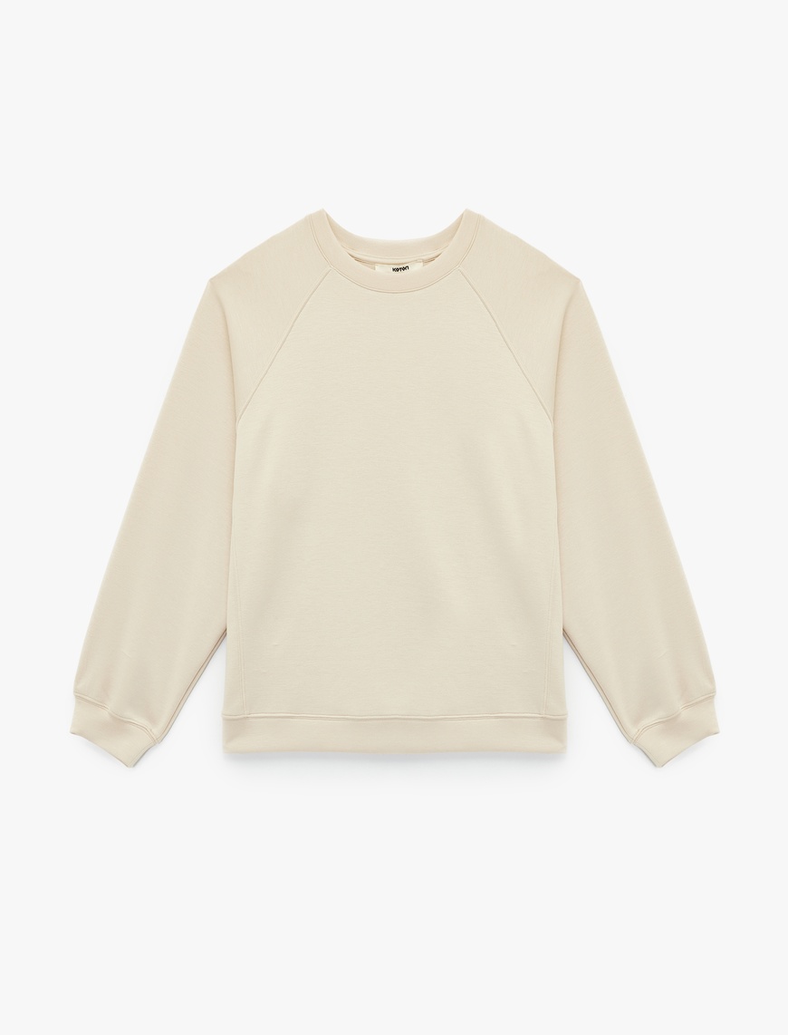   Scuba Kumaş Uzun Kollu Bisiklet Yaka Basic Sweatshirt