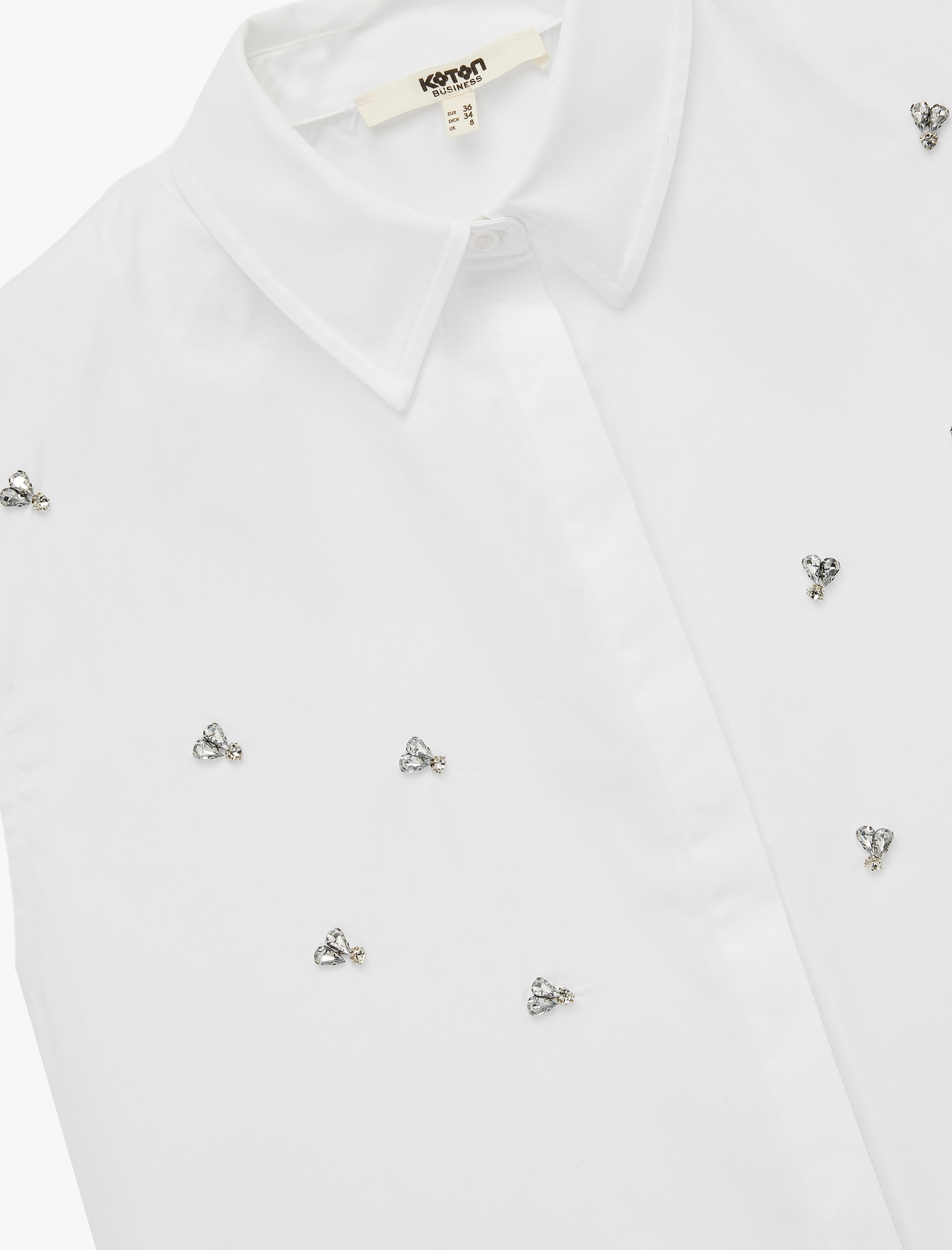   Regular Fit Klasik Yaka Pamuklu Kolsuz Taşlı Gömlek