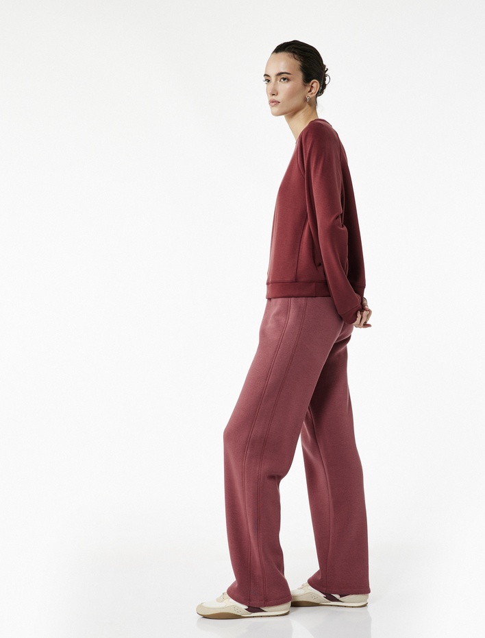  Üç İplik Beli Bağcıklı Geniş Paça Eşofman Altı