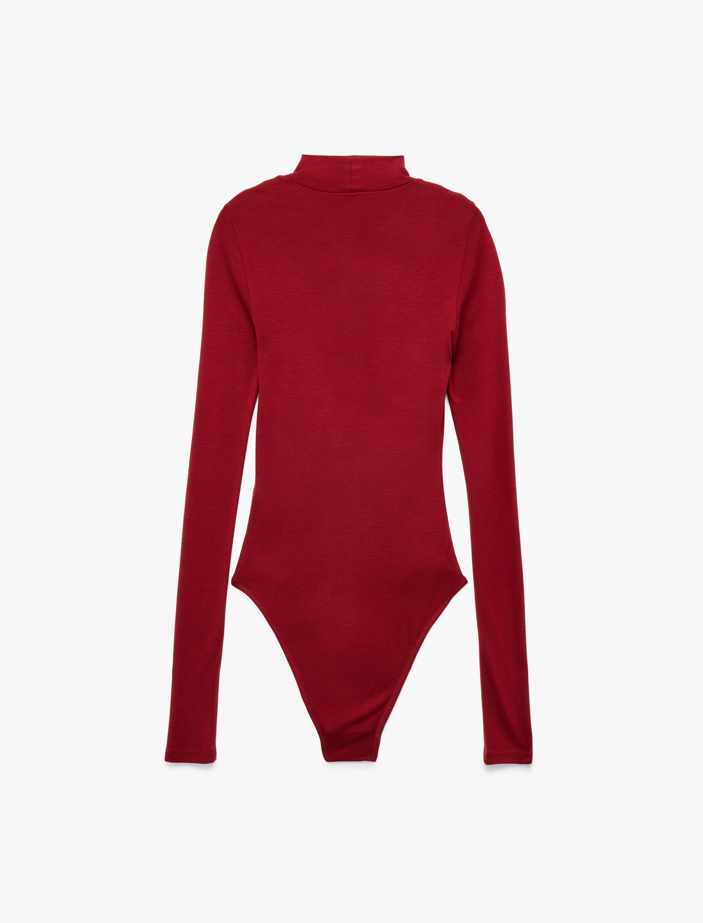   Viskon Kumaş Slim Fit Uzun Kollu Dik Yaka Bodysuit