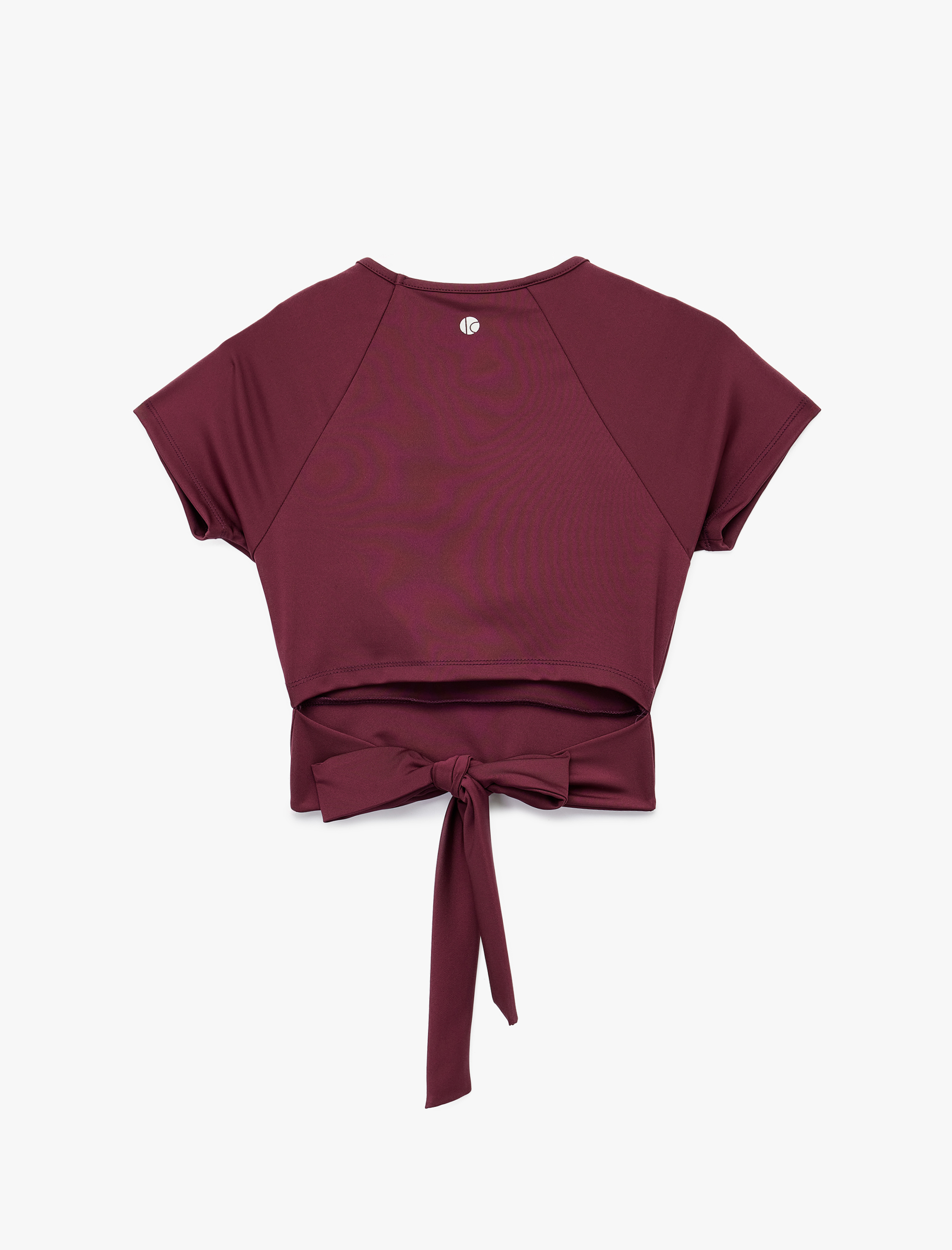   Slim Fit Kısa Kollu Bağlama Detaylı Crop Spor Tişört