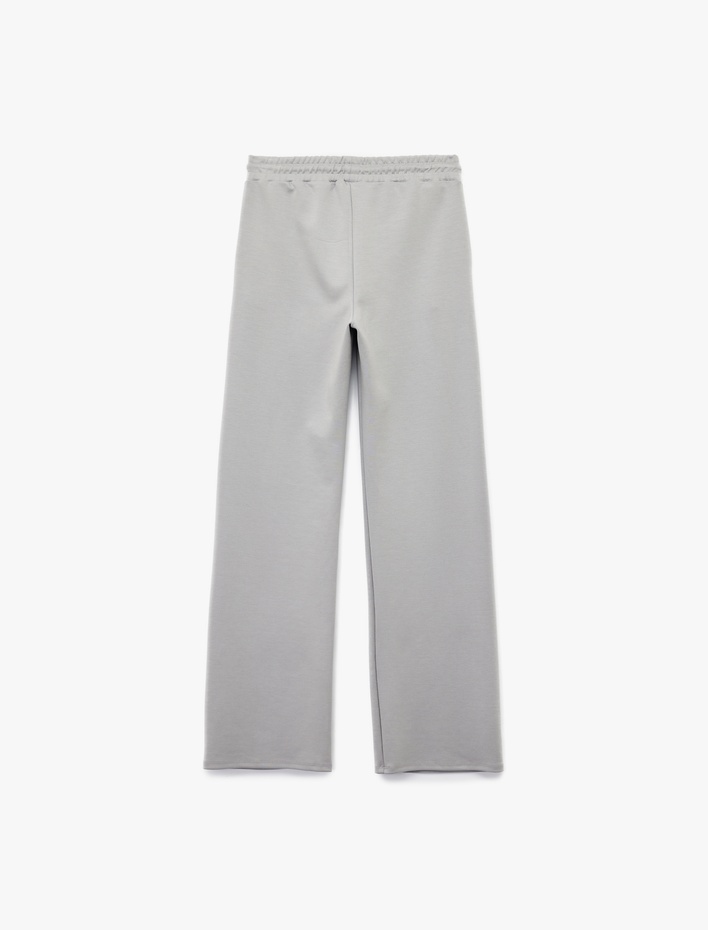  Yüksek Bel Cep Detaylı Beli Bağcıklı Modal Karışımlı Geniş Paça Eşofman Altı