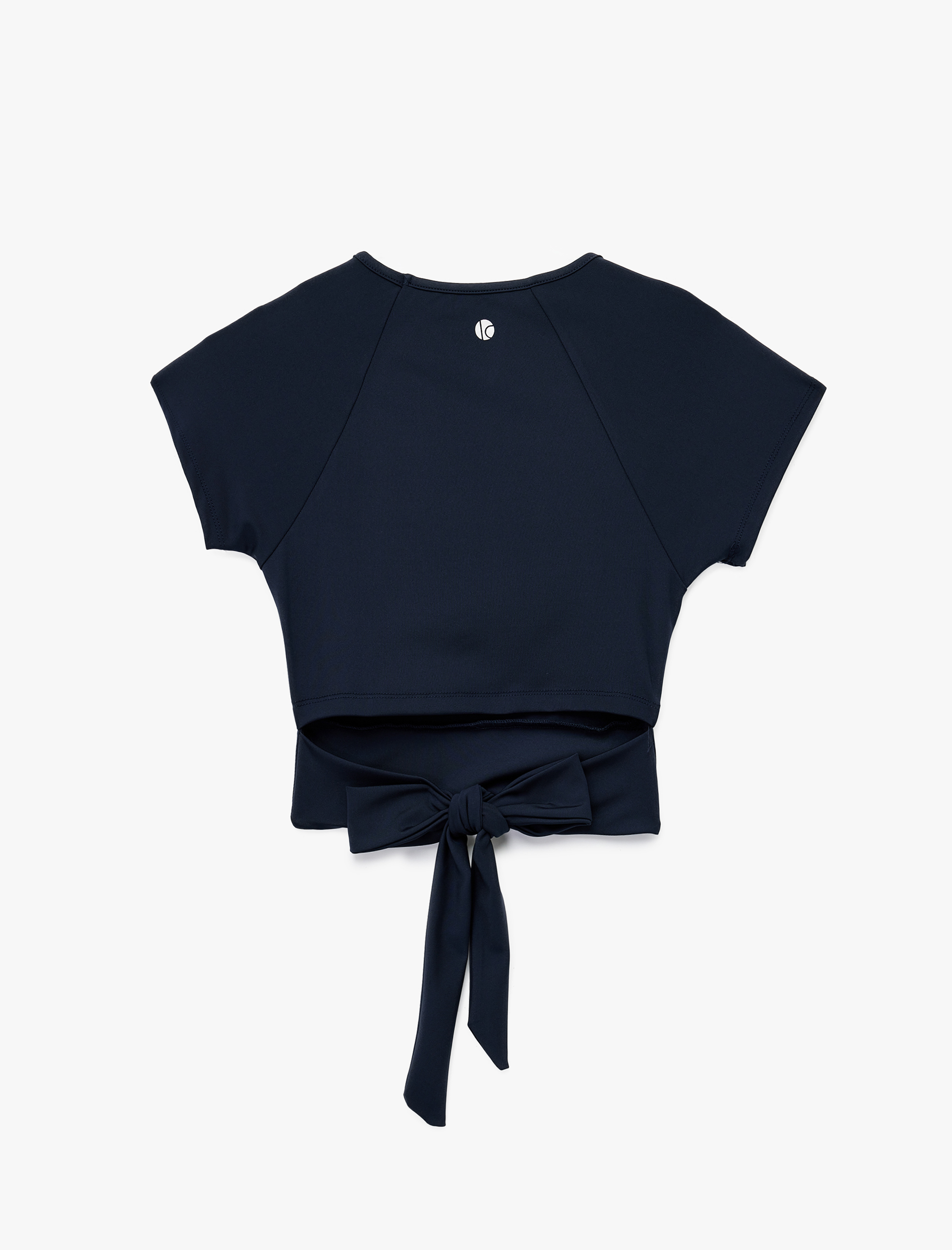   Slim Fit Kısa Kollu Bağlama Detaylı Crop Spor Tişört