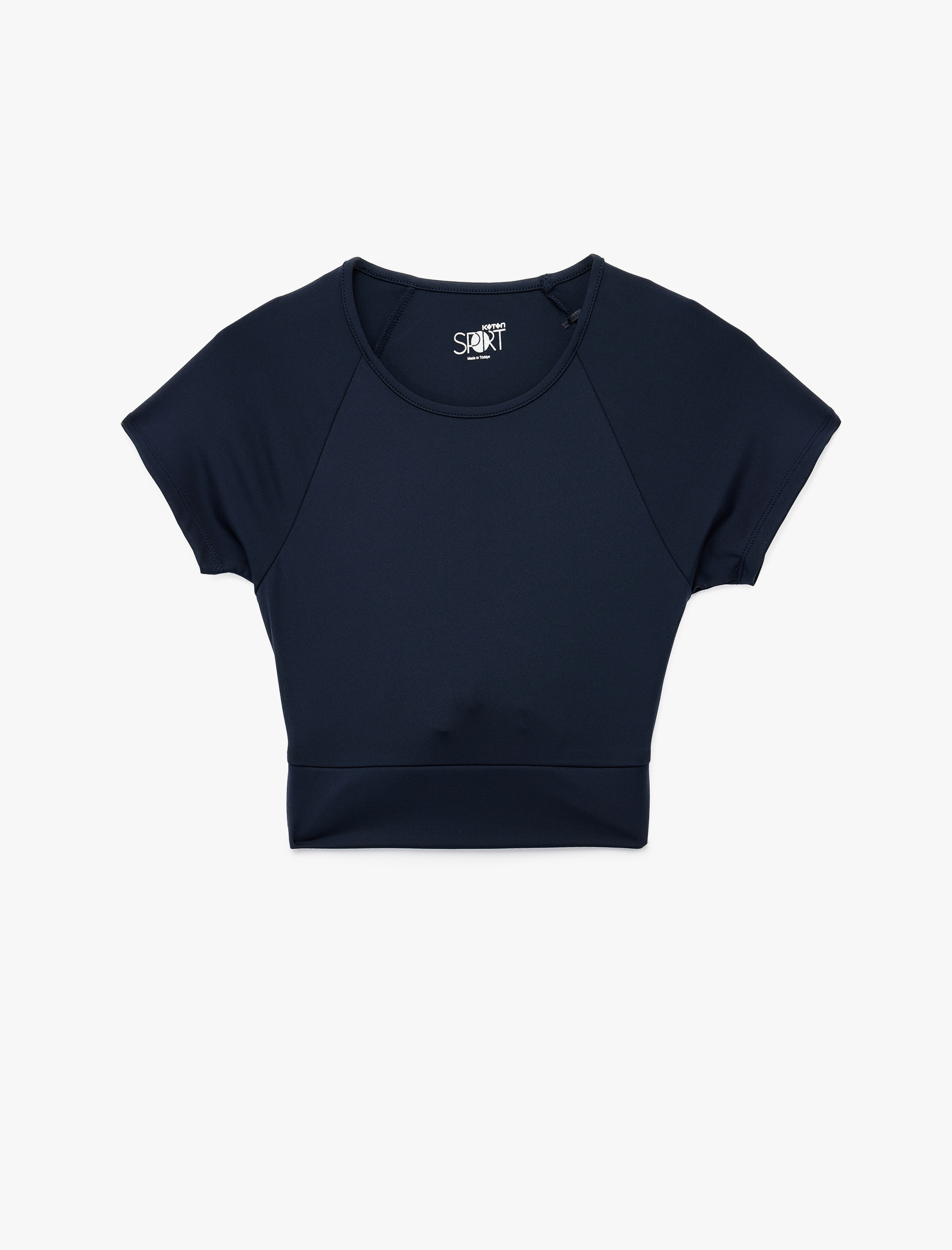   Slim Fit Kısa Kollu Bağlama Detaylı Crop Spor Tişört