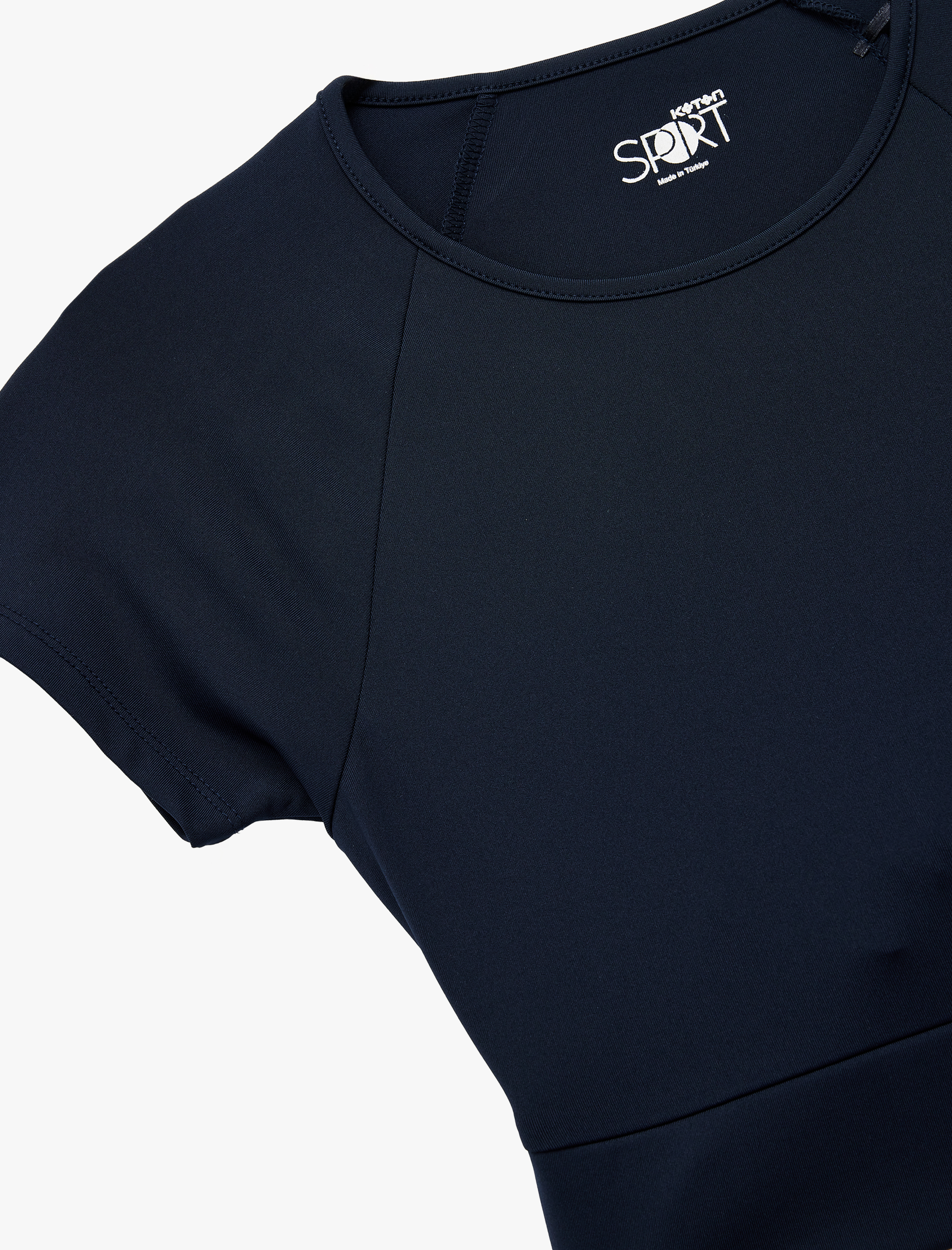   Slim Fit Kısa Kollu Bağlama Detaylı Crop Spor Tişört