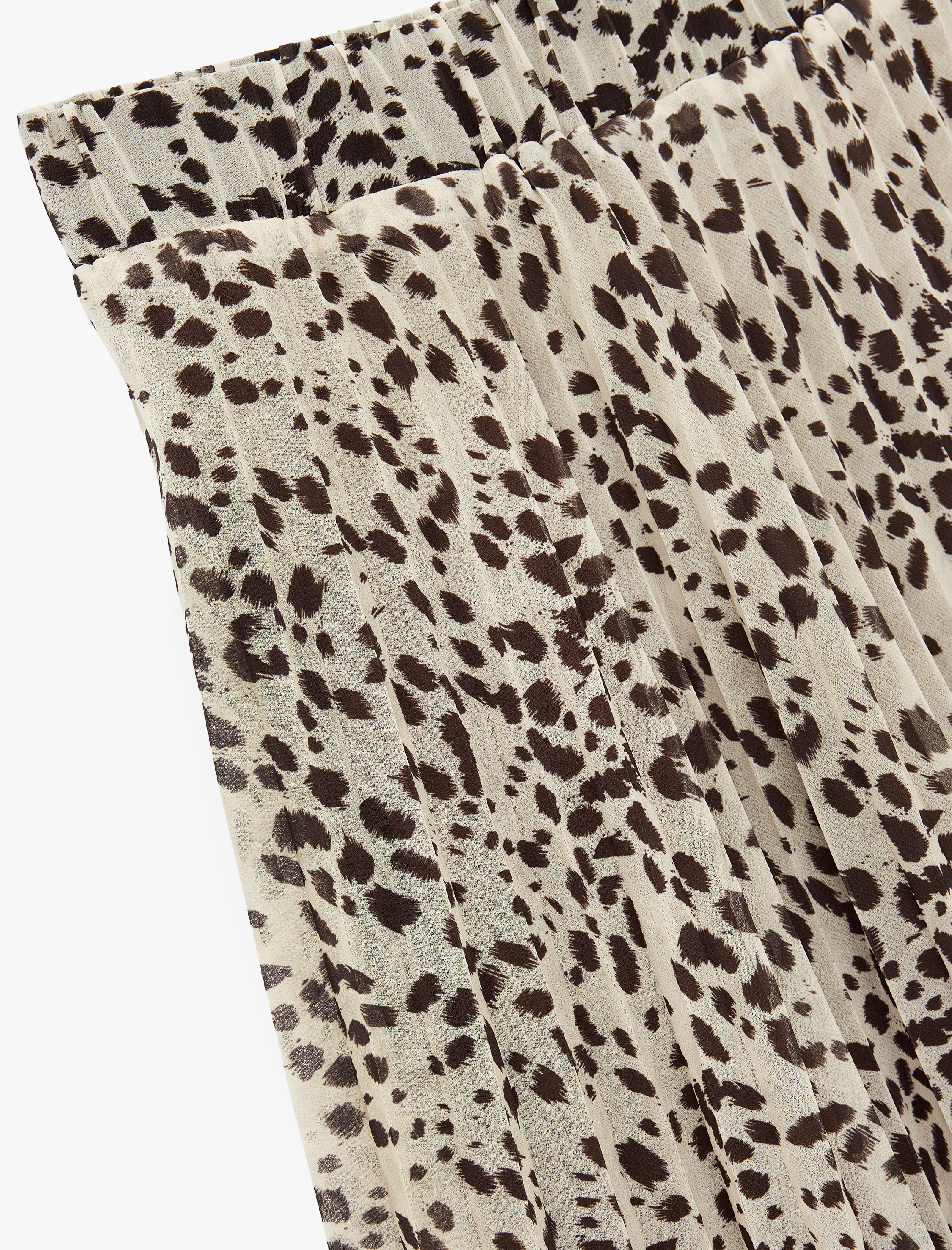   Standart Bel Leopar Desenli Pileli Midi Şifon Etek