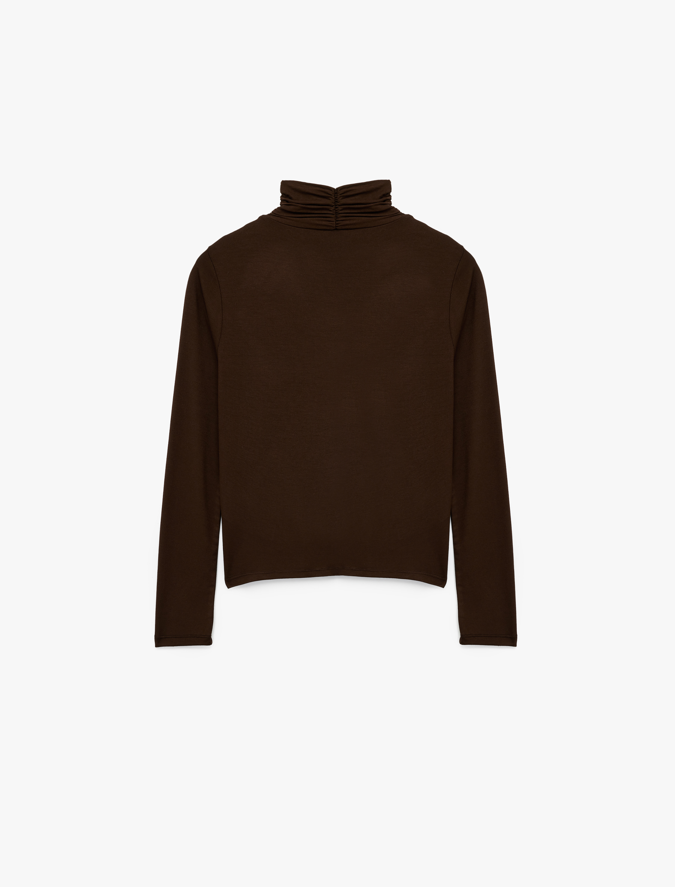   Uzun Kollu Slim Fit Drapeli Dik Yaka Tişört