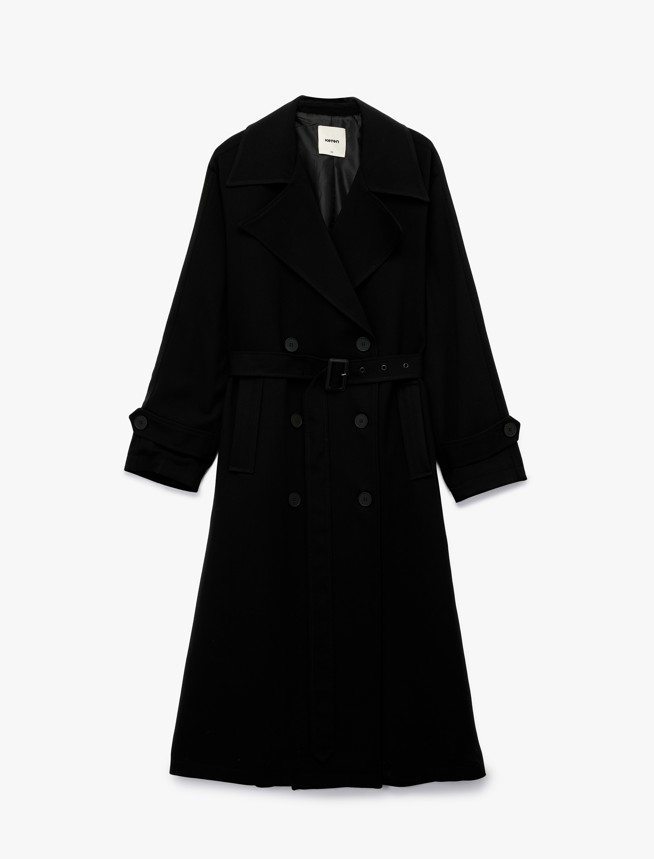   Astarlı Cepli Kruvaze Uzun Kollu Gabardin Trençkot