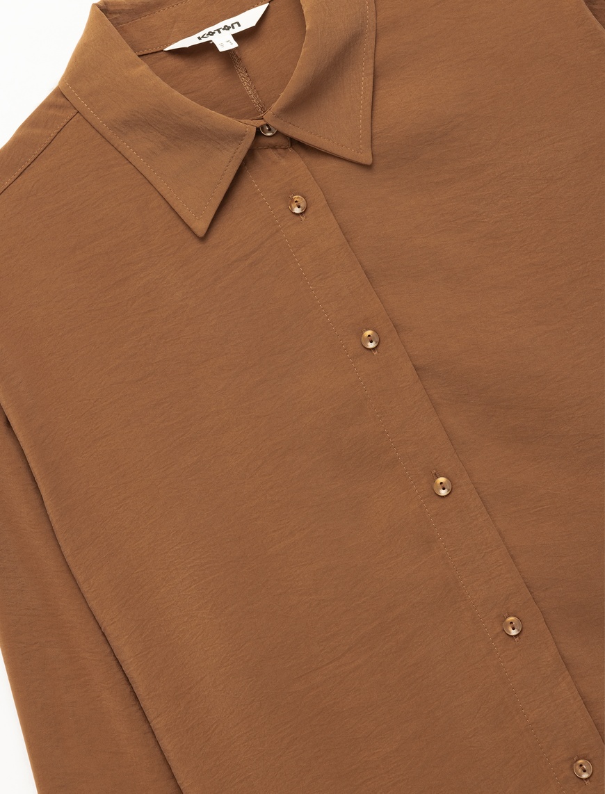   Modal Kumaş Düğmeli Uzun Kollu Oversize Gömlek