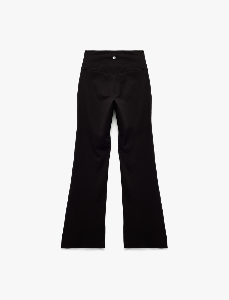   Yüksek Bel Slim Fit Cep Detaylı İspanyol Paça Spor Tayt