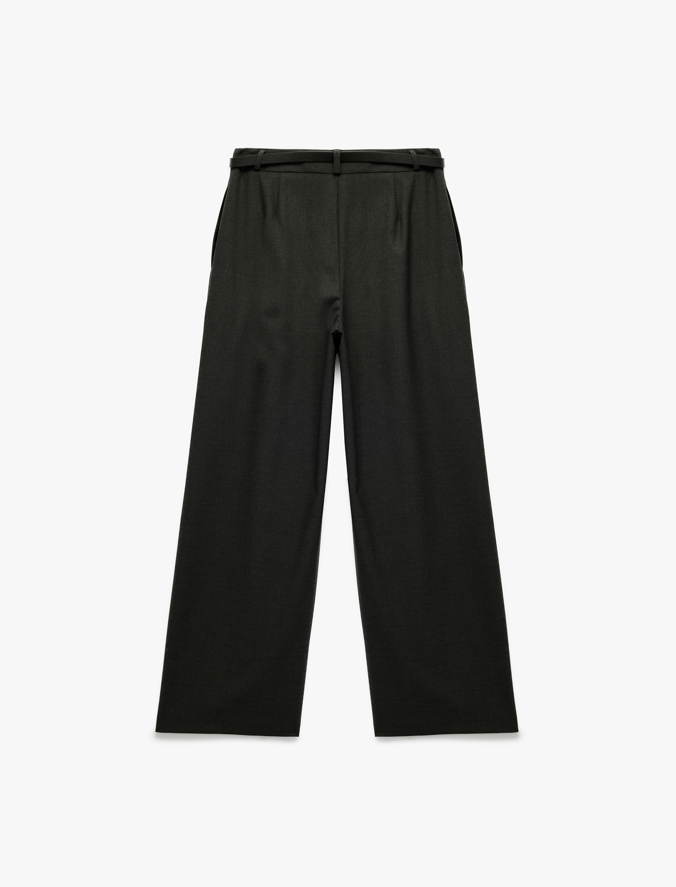   Pile Detaylı Kemerli Yüksek Bel Palazzo Pantolon