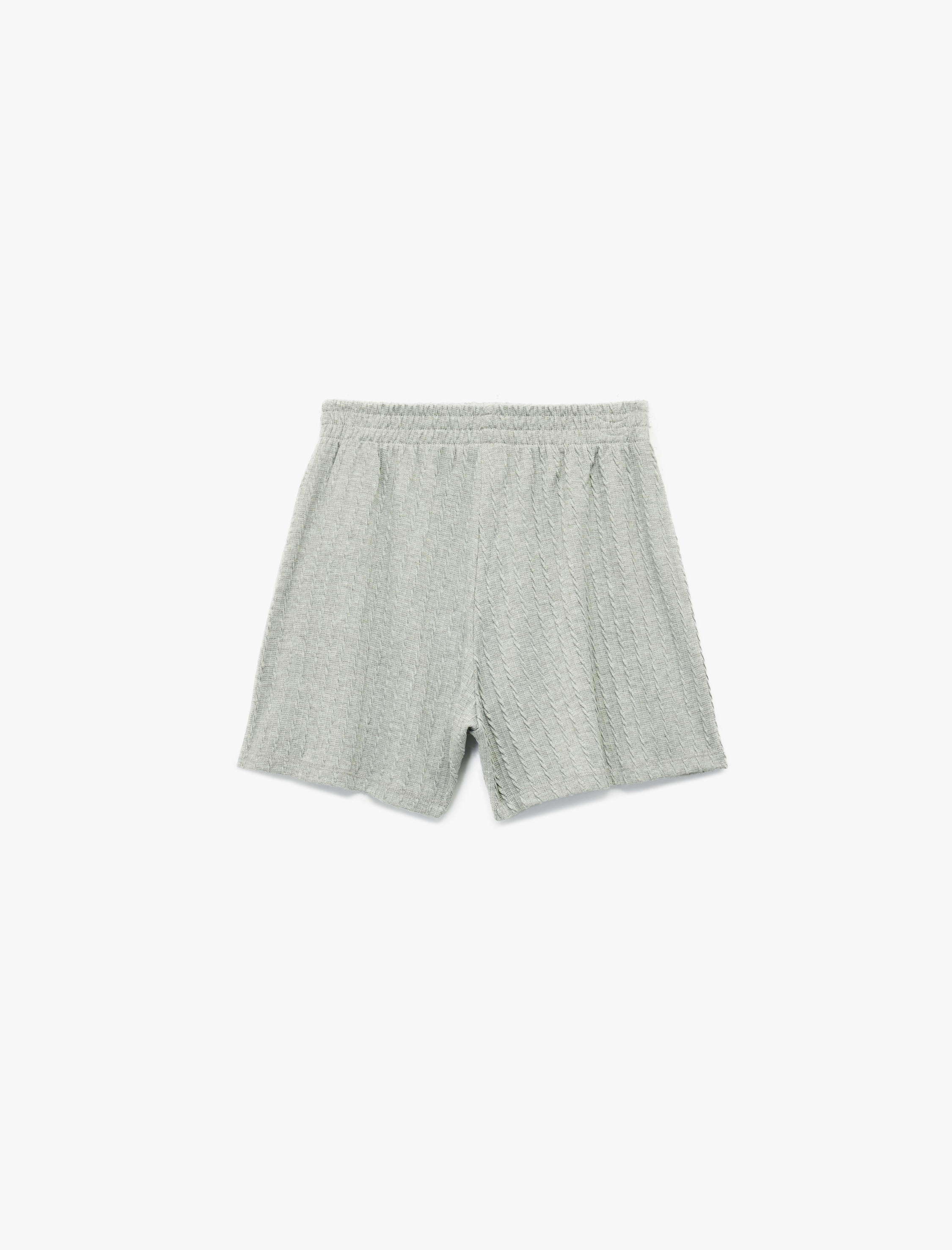   Slim Fit Beli Lastikli Dokulu Mini Şort