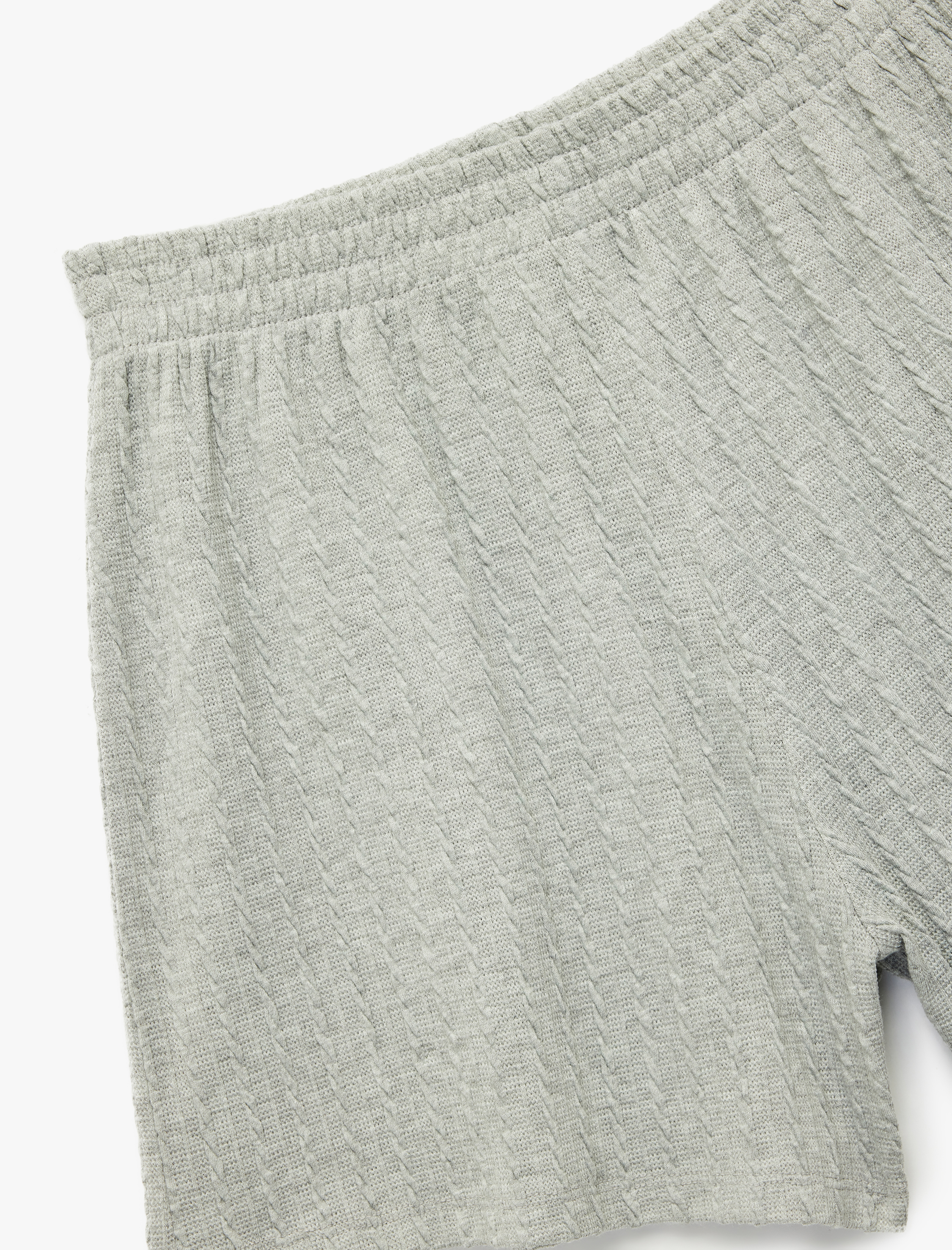   Slim Fit Beli Lastikli Dokulu Mini Şort