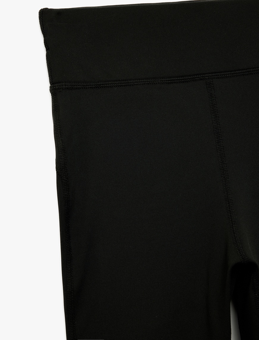   Yüksek Bel Dikiş Detaylı Slim Fit İnterlok Spor Tayt
