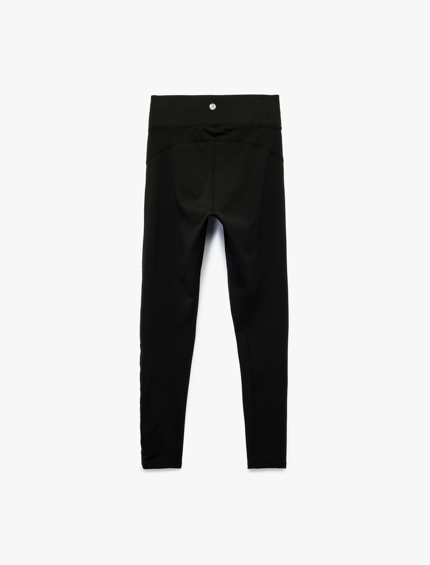   Yüksek Bel Dikiş Detaylı Slim Fit İnterlok Spor Tayt