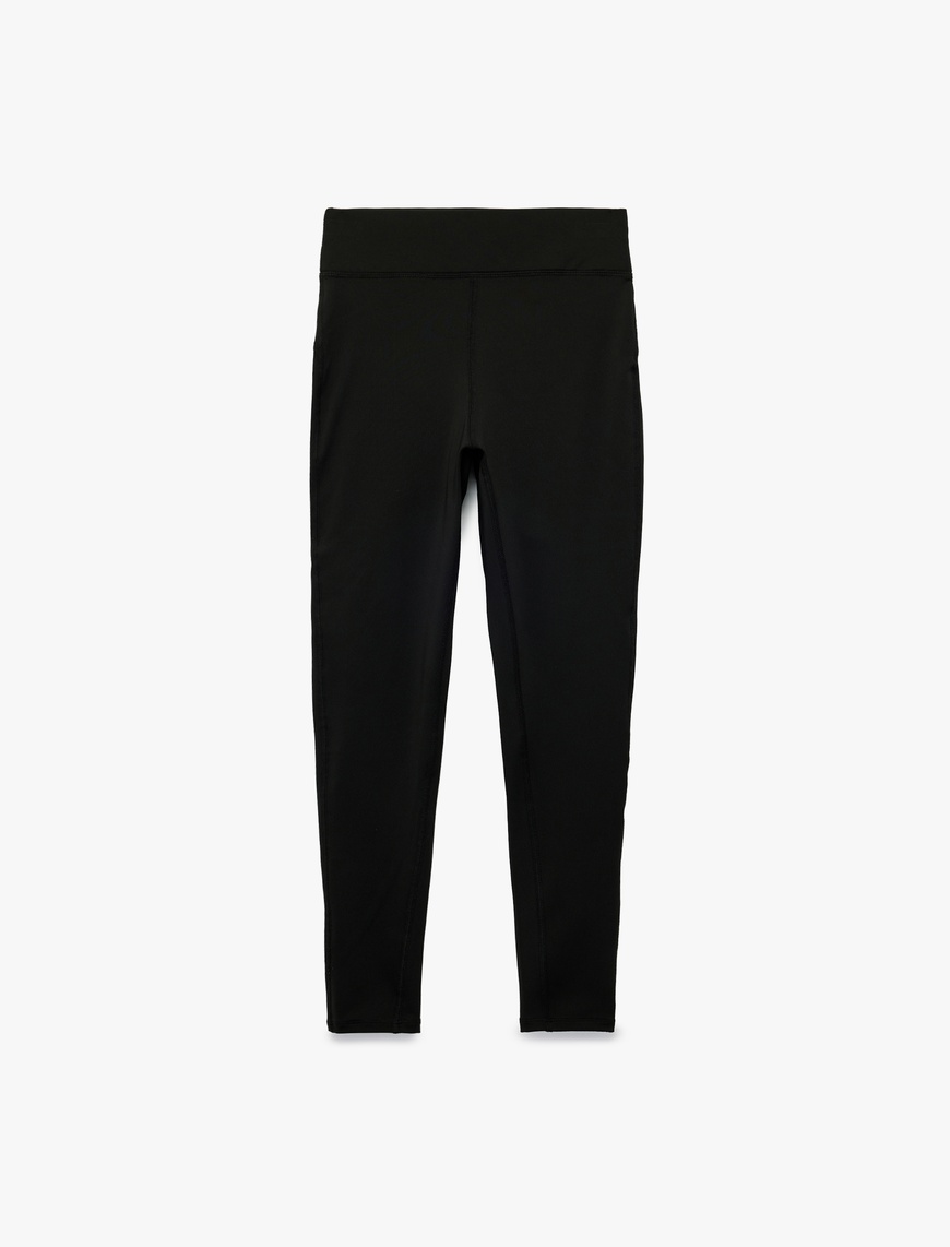   Yüksek Bel Dikiş Detaylı Slim Fit İnterlok Spor Tayt