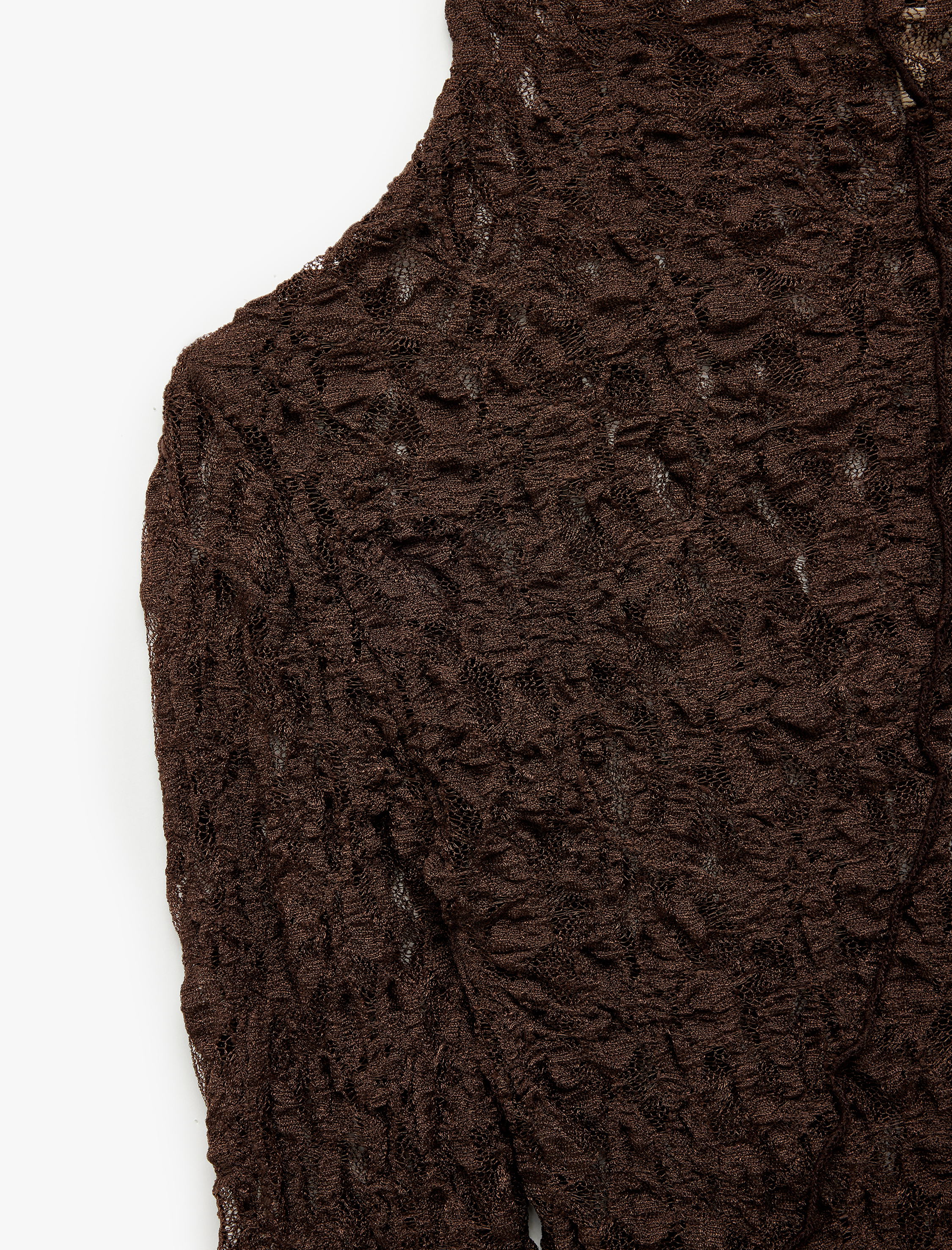   Yarı Transparan Uzun Kollu Dik Yaka Dantel Body