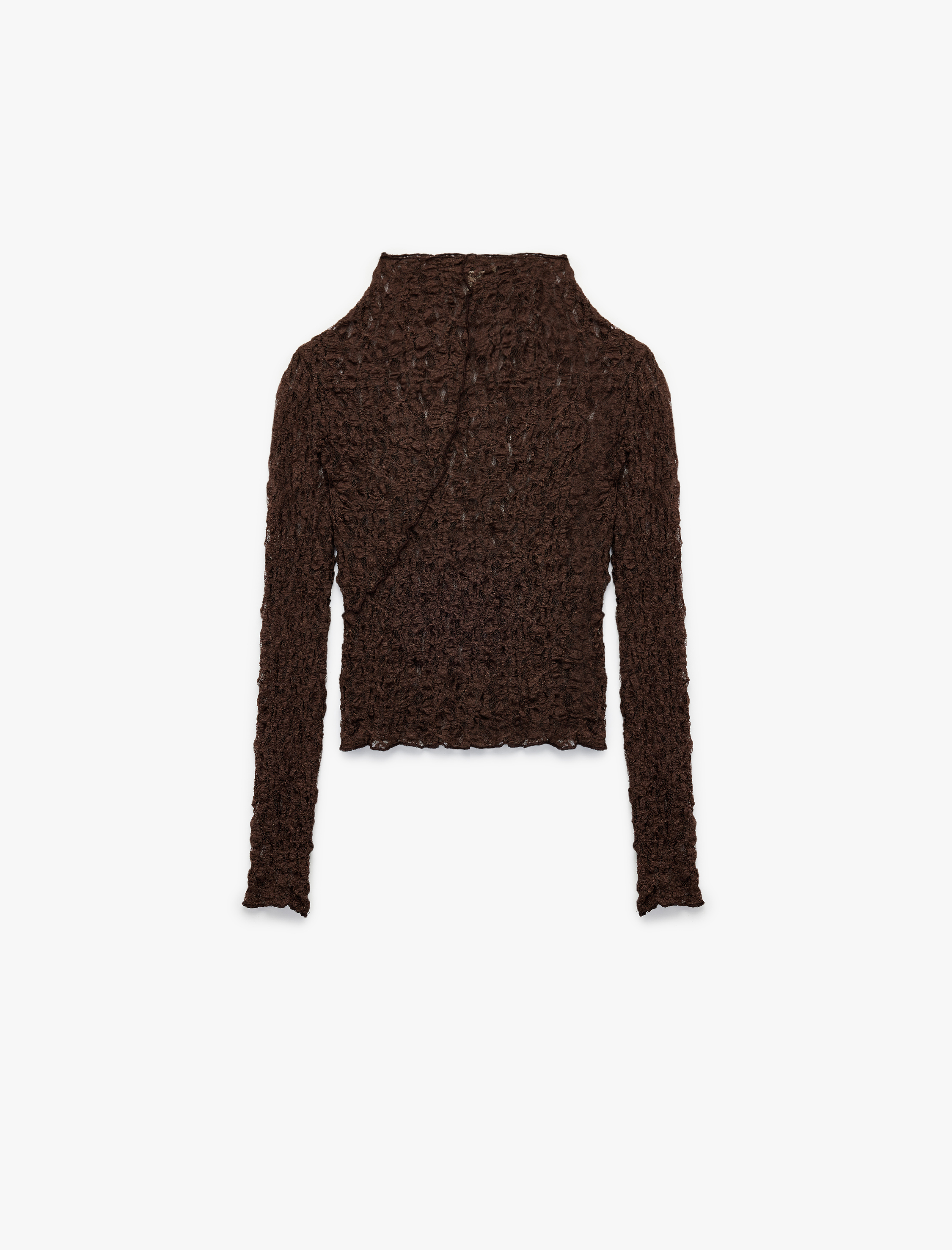   Yarı Transparan Uzun Kollu Dik Yaka Dantel Body