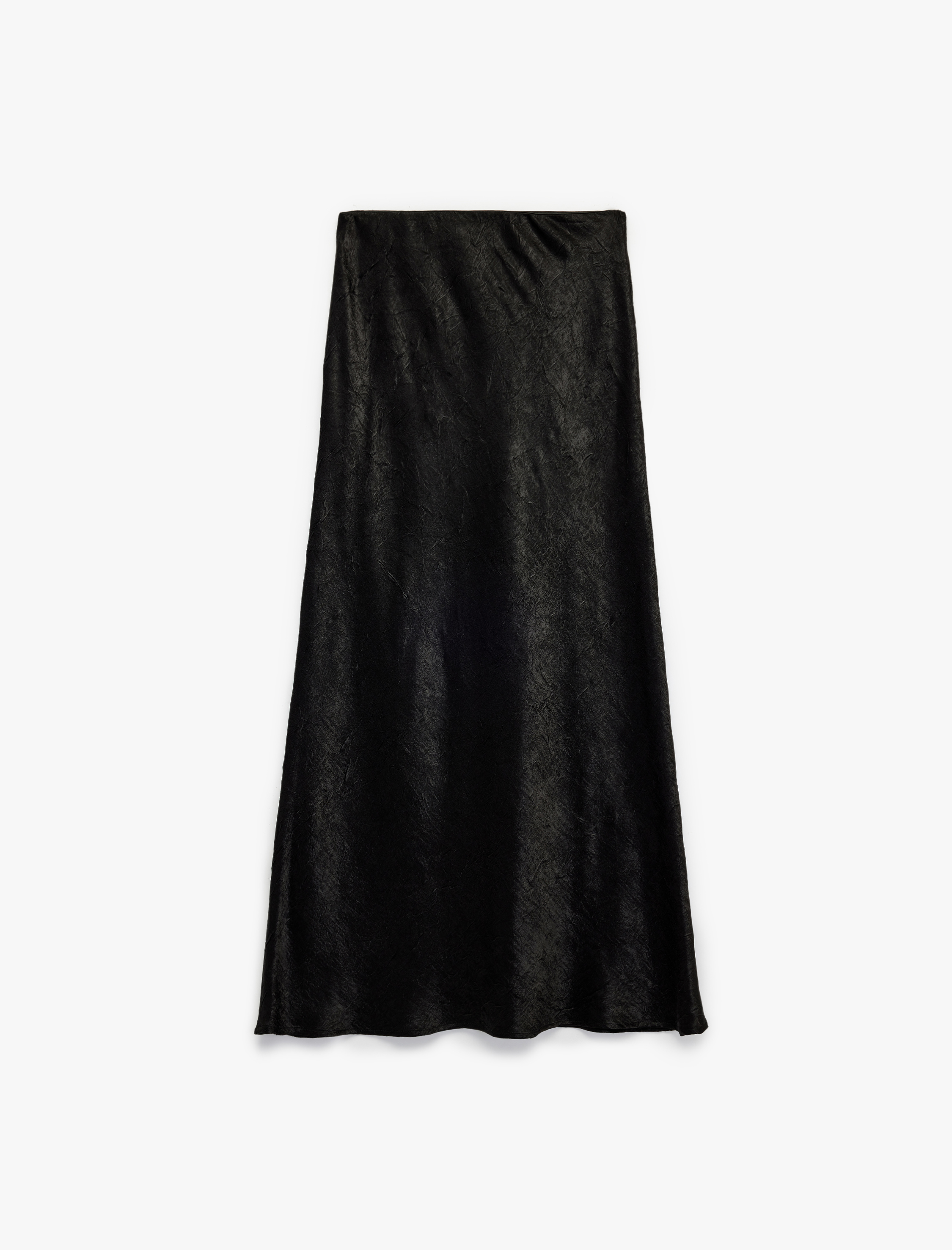   Slim Fit Balık Kesim Dokulu Midi Saten Etek