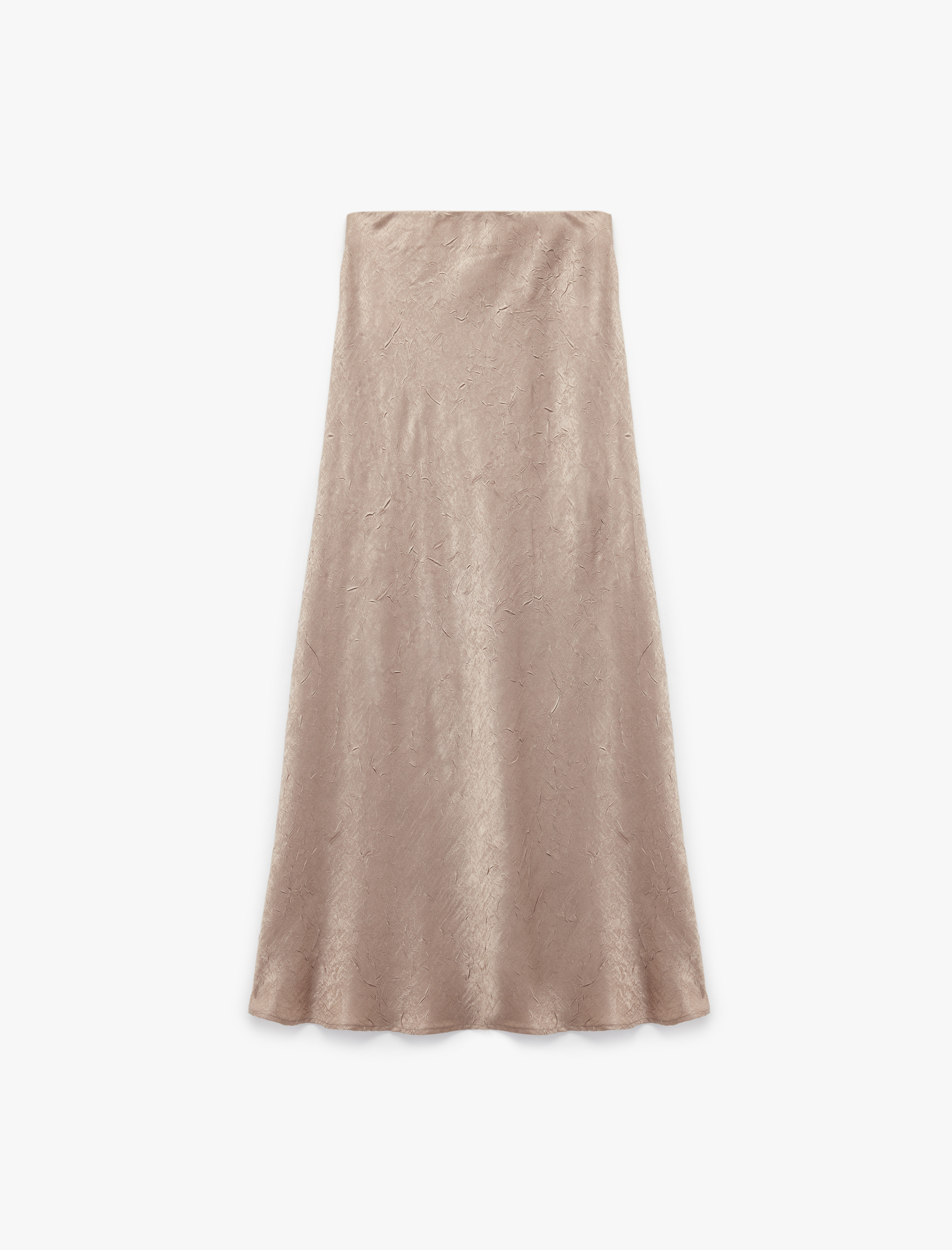   Slim Fit Balık Kesim Dokulu Midi Saten Etek