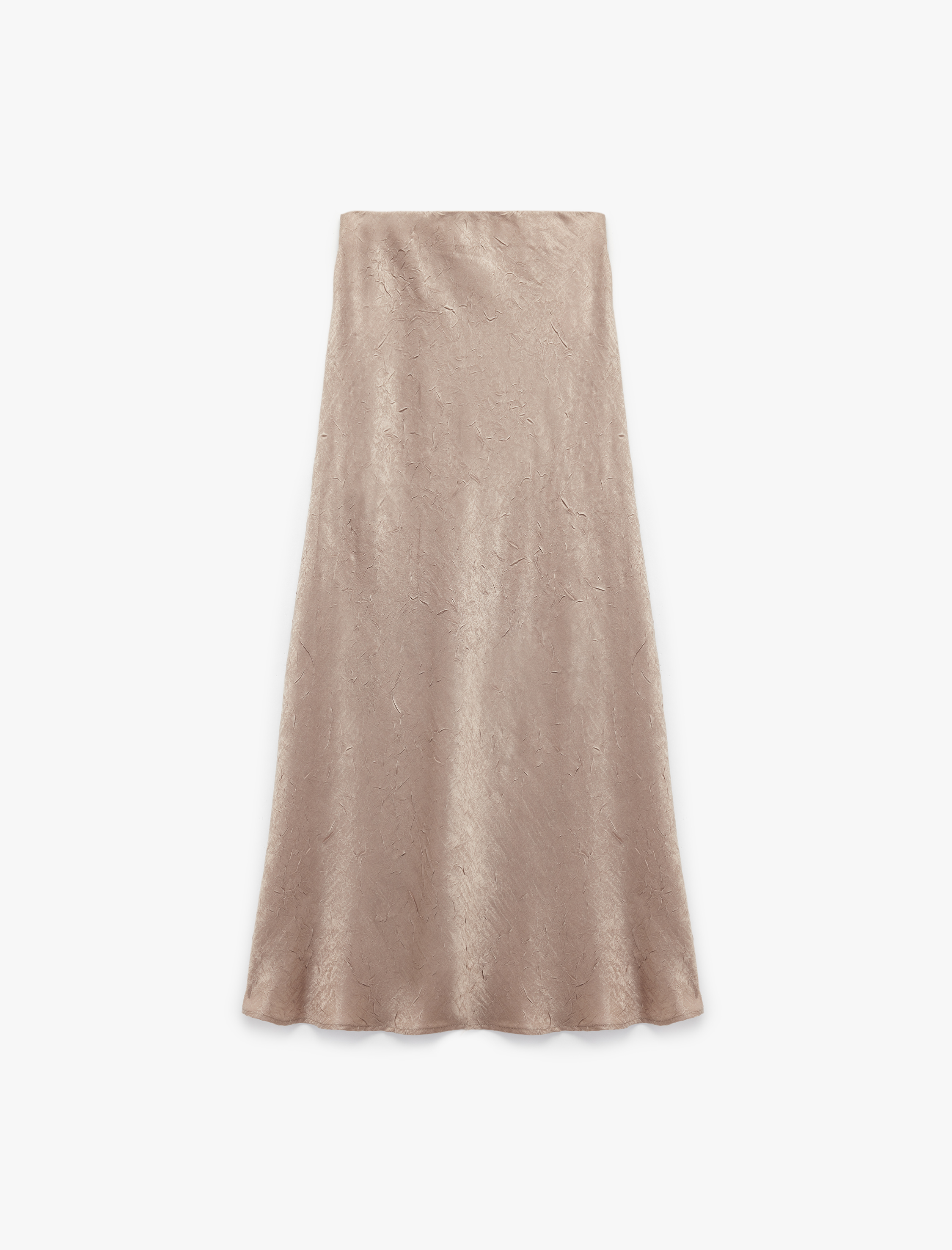   Slim Fit Balık Kesim Dokulu Midi Saten Etek