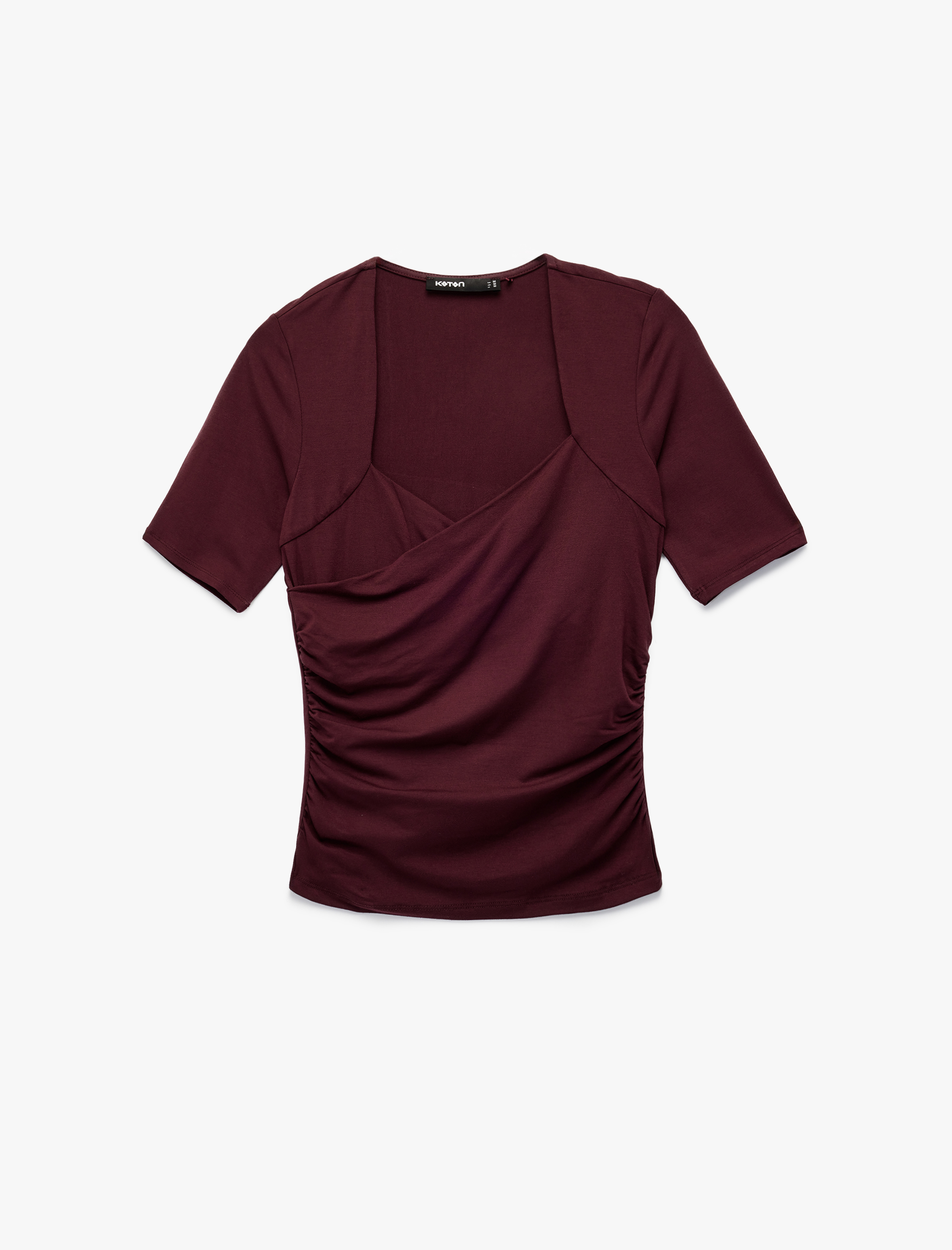   Slim Fit Kısa Kollu Düşük Omuz Kruvaze Bluz