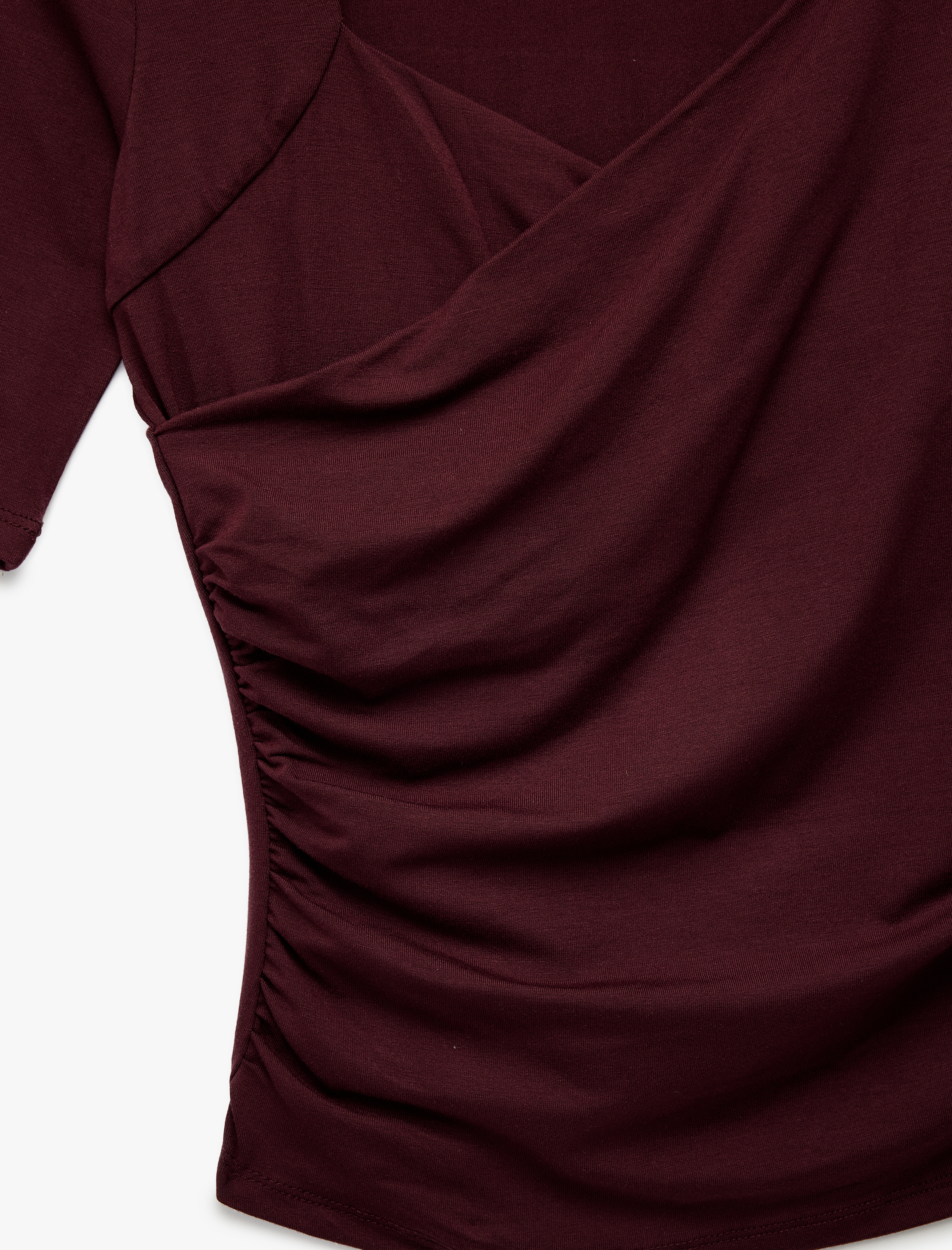   Slim Fit Kısa Kollu Düşük Omuz Kruvaze Bluz