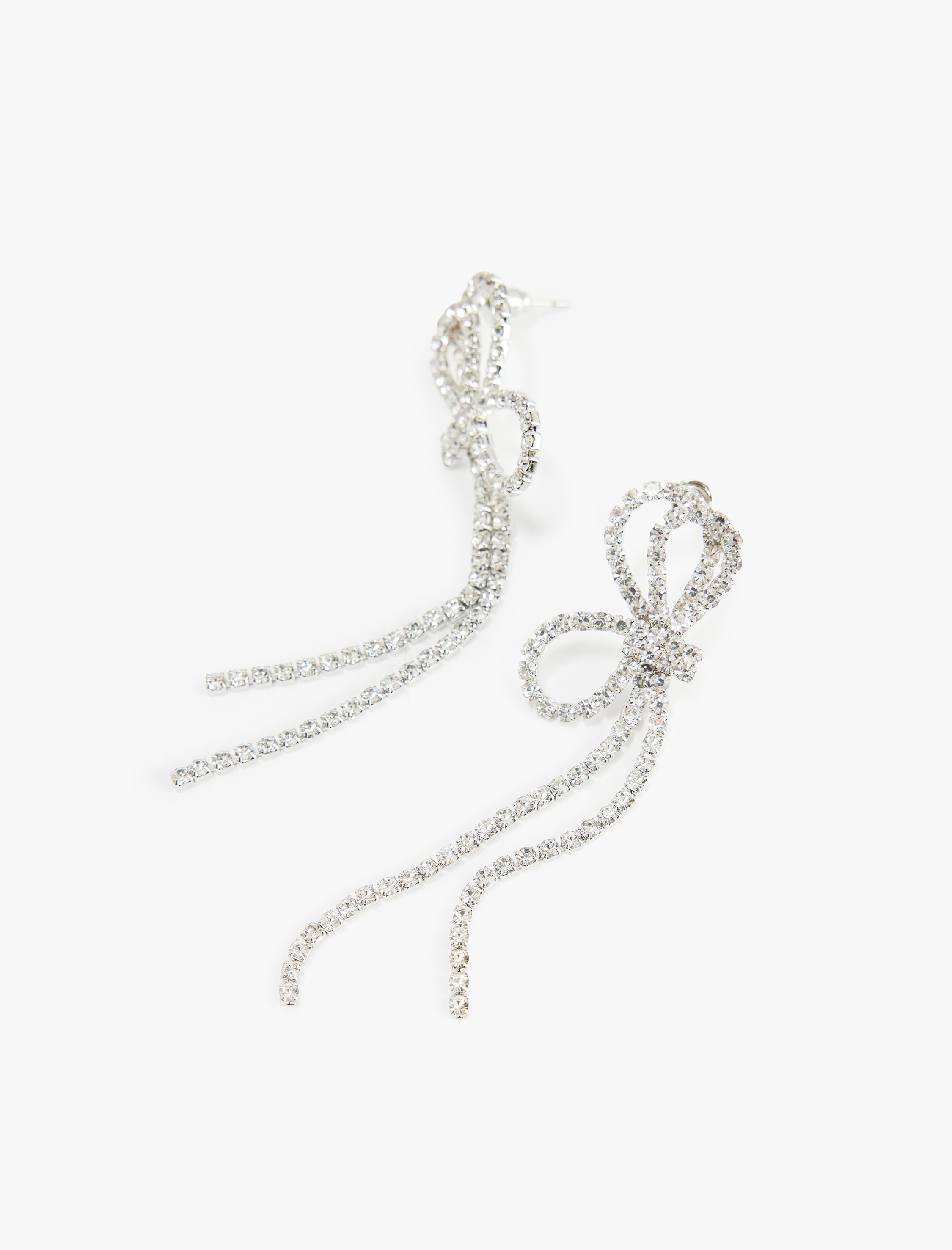  Kadın Büyük Boy Taşlı Sallantılı Fiyonklu Küpe