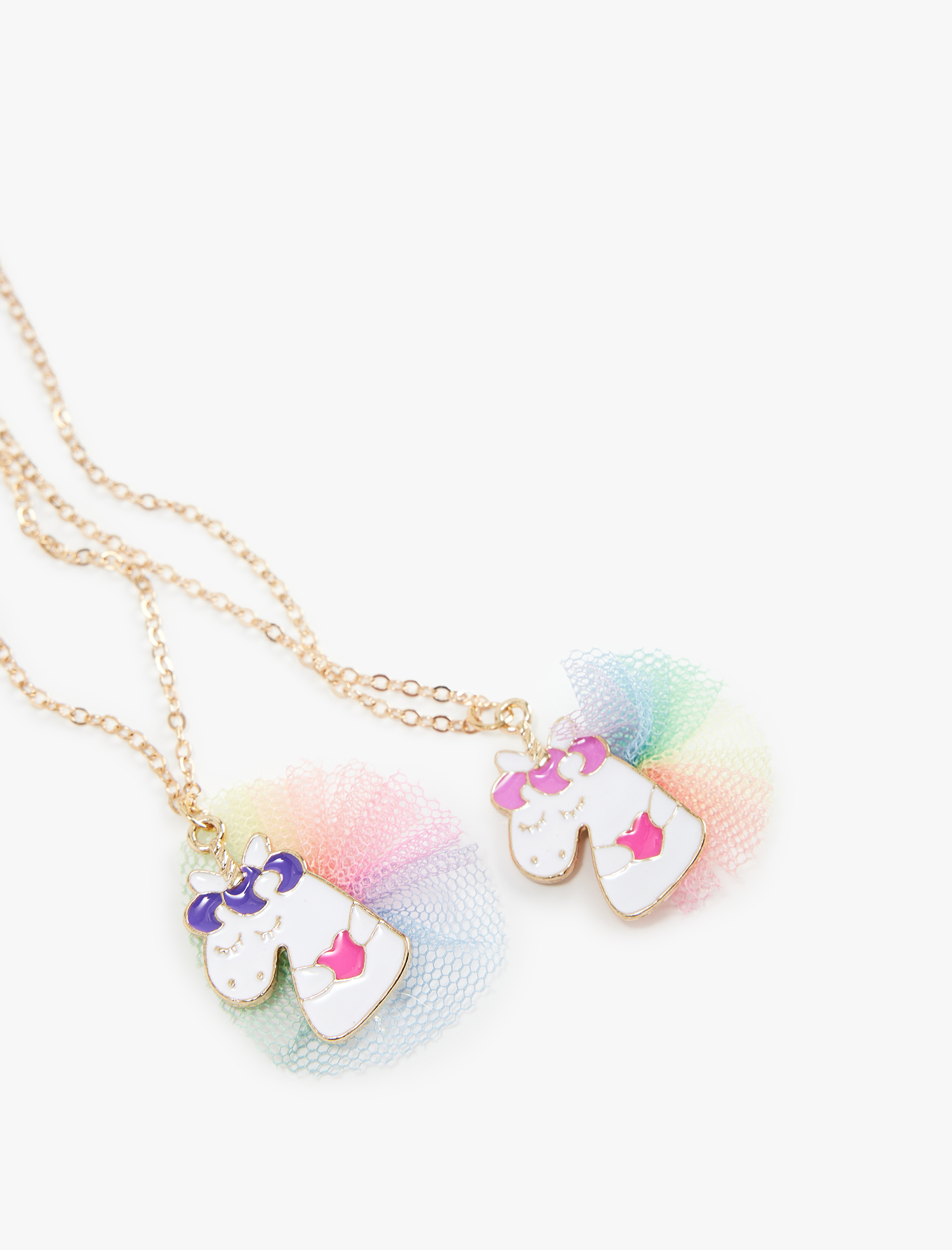  Kadın Unicorn Charm Detaylı 2'li Zincirli Kolye