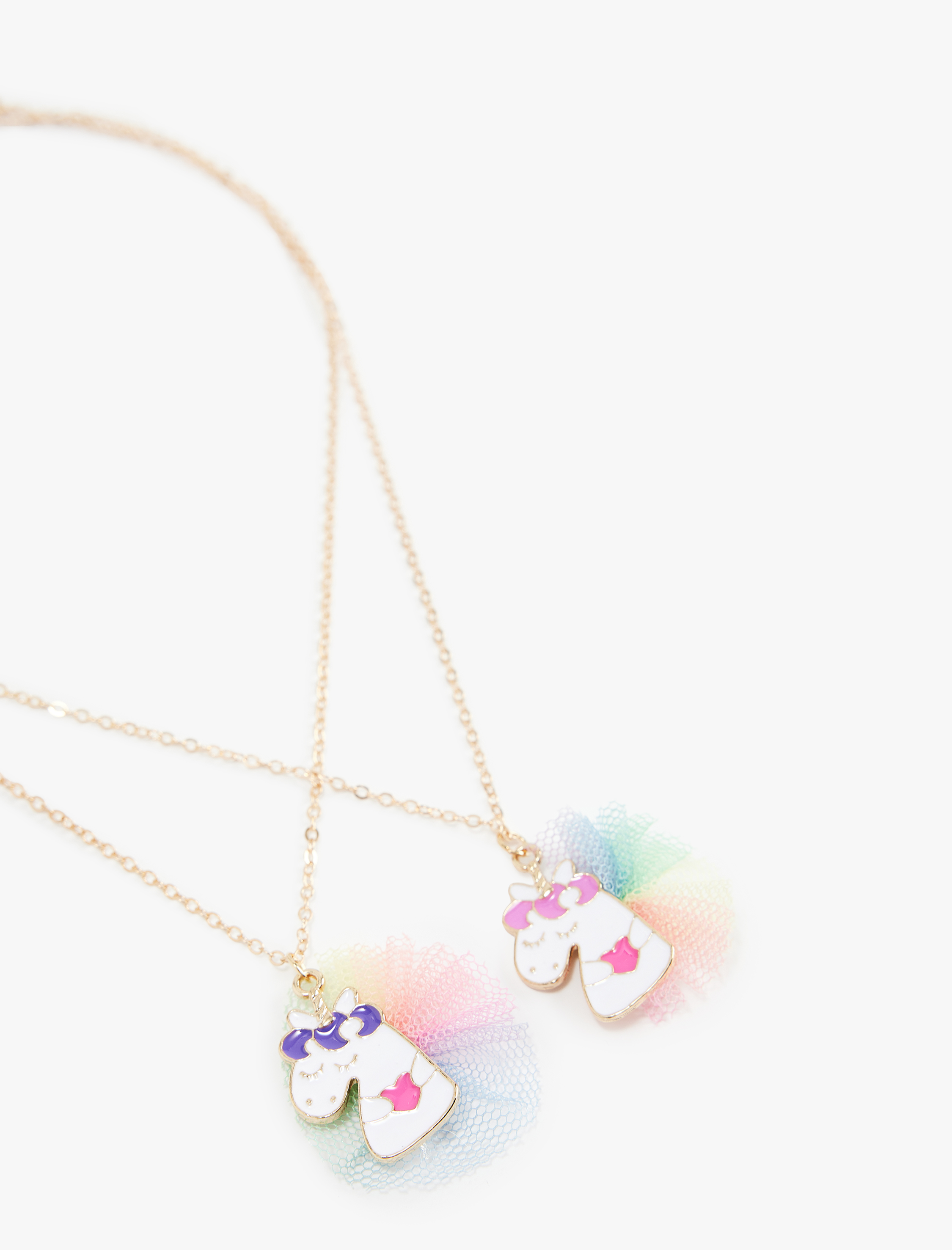  Kadın Unicorn Charm Detaylı 2'li Zincirli Kolye