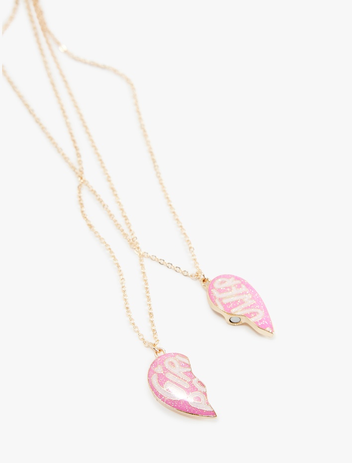 Kadın Kalpli Mıknatıslı 2'li Arkadaşlık Kolyesi