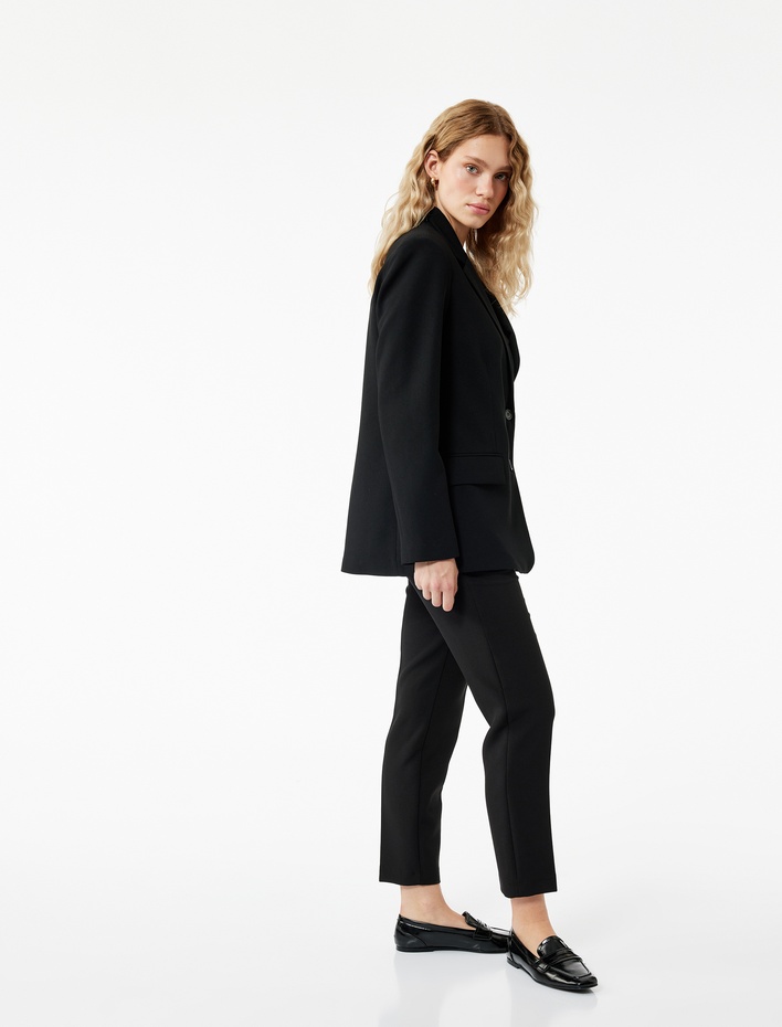  Regular Fit Yüksek Bel Cigarette Kumaş Pantolon