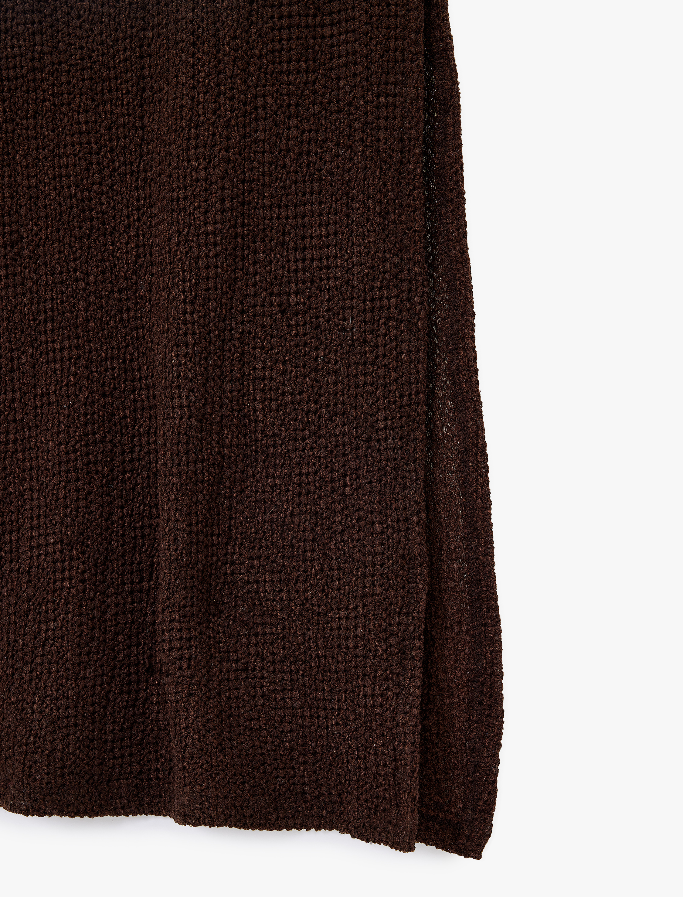   Bürümcük Kumaş Slim Fit Yırtmaç Detaylı Bisiklet Yaka Kolsuz Uzun Kalem Elbise