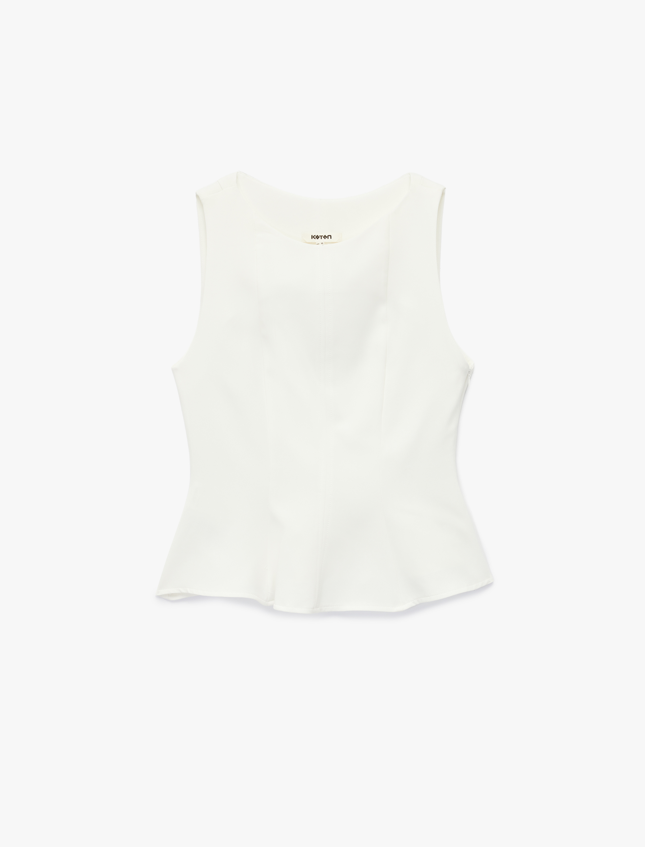   Dar Kalıp Bisiklet Yaka Kolsuz Peplum Bluz