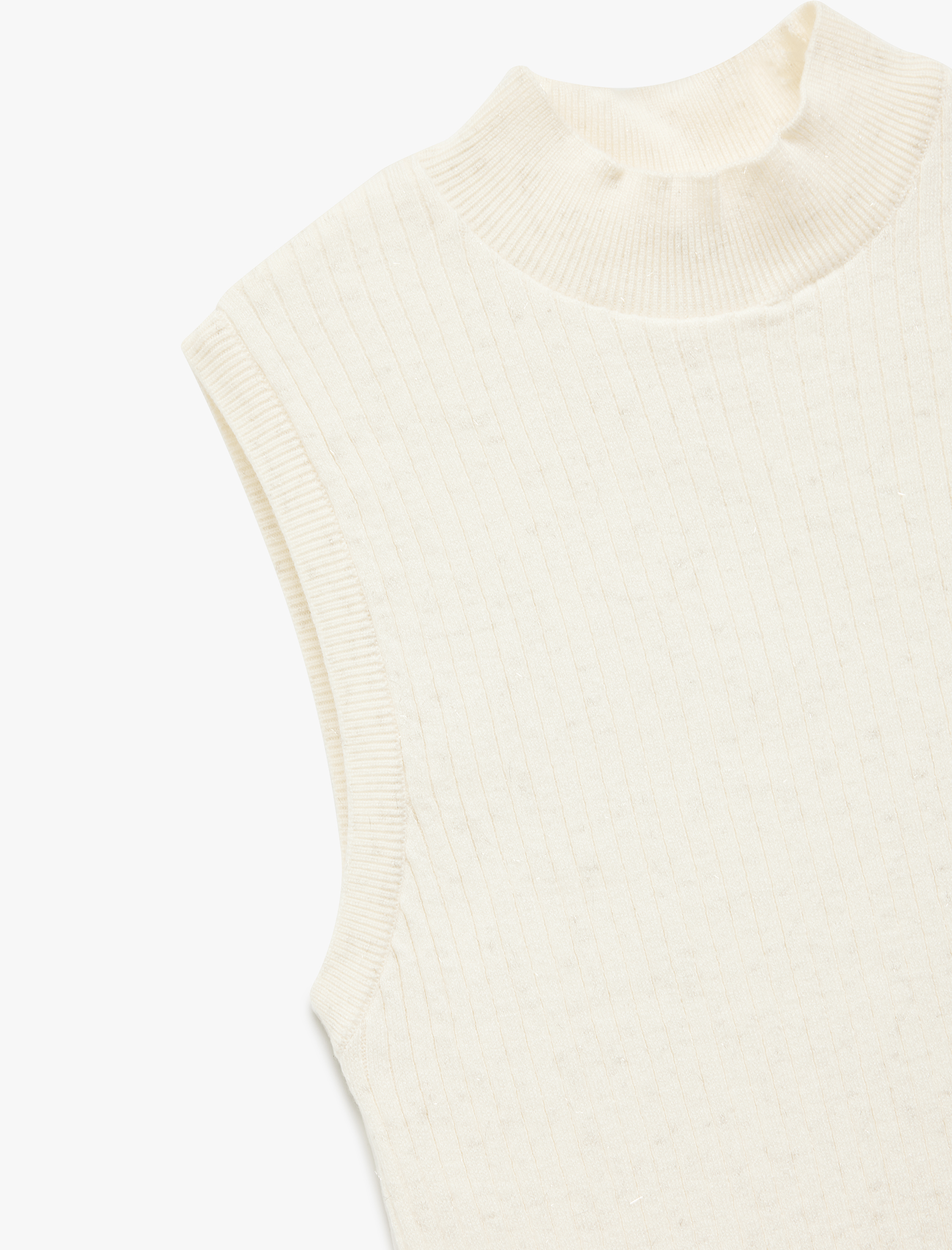   Dik Yaka Simli Kolsuz Triko Bluz