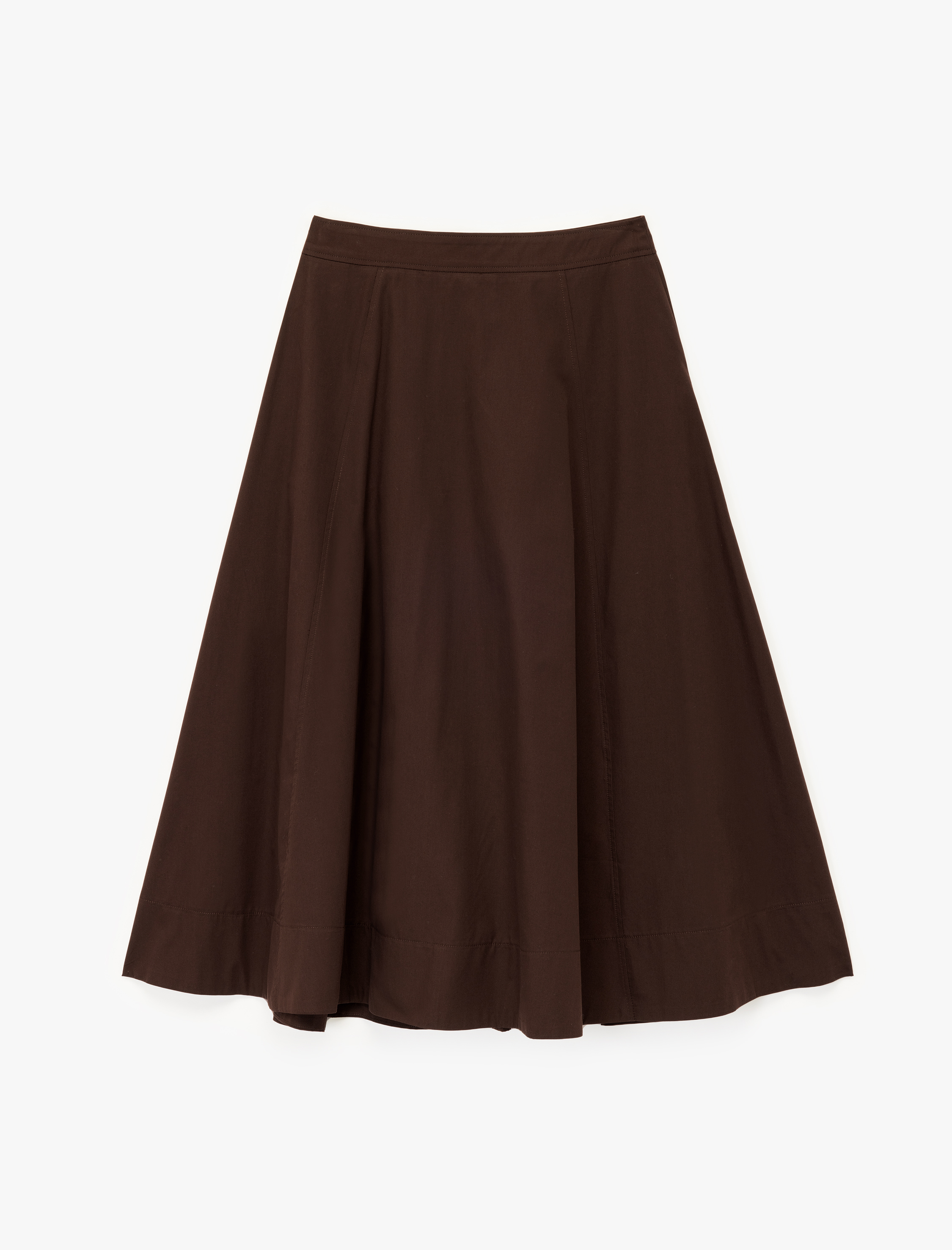   Pamuklu Cepli Pile Detaylı Midi Poplin Kloş Etek