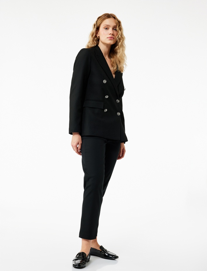  Regular Fit Yüksek Bel Cigarette Kumaş Pantolon