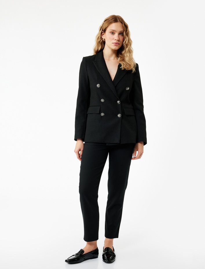  Regular Fit Yüksek Bel Cigarette Kumaş Pantolon