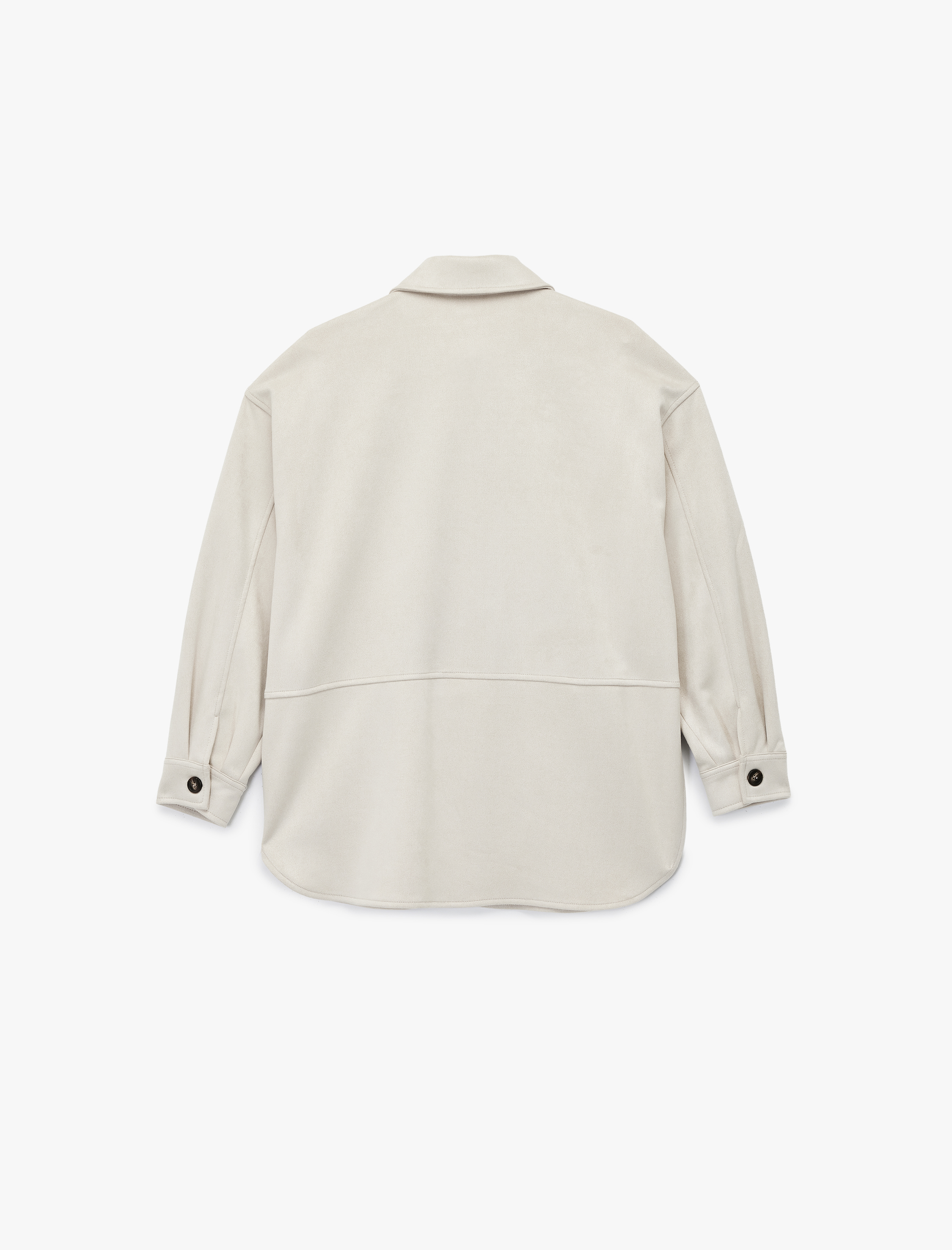   Uzun Kollu Düğmeli Suni Süet Gömlek Ceket