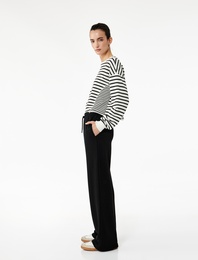 Normal Bel Üç İplik Nervürlü Cepli Eşofman Altı