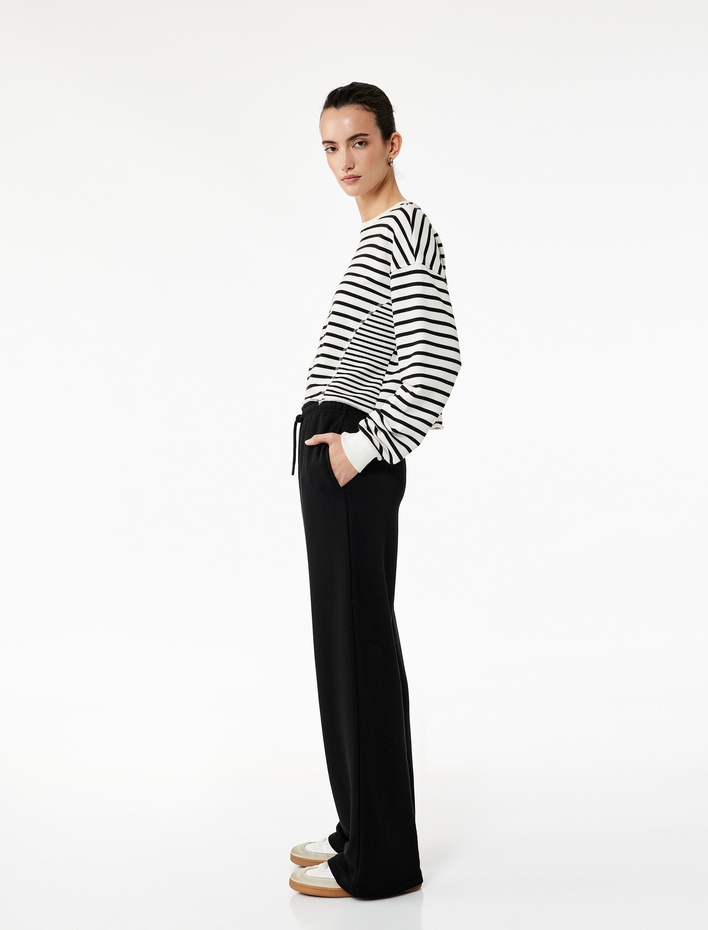  Normal Bel Üç İplik Nervürlü Cepli Eşofman Altı