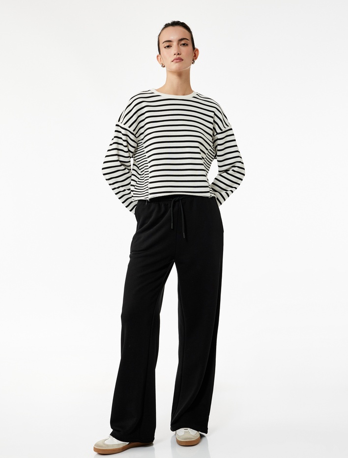  Normal Bel Üç İplik Nervürlü Cepli Eşofman Altı