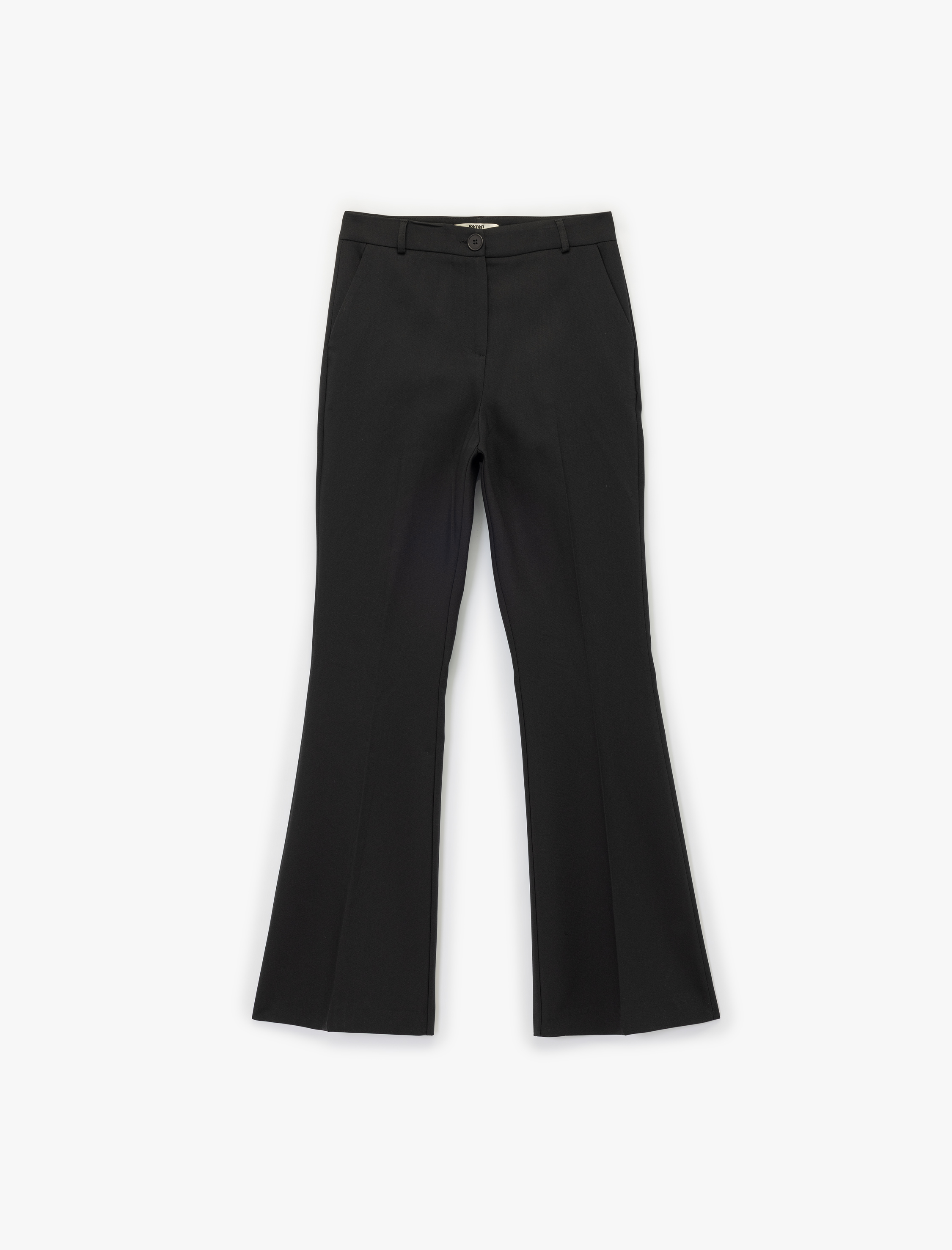   Slim Fit Standart Bel Cepli Geniş İspanyol Paça Kumaş Pantolon