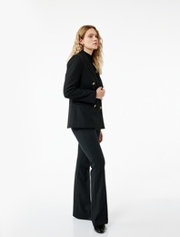 Slim Fit Standart Bel Cepli Geniş İspanyol Paça Kumaş Pantolon