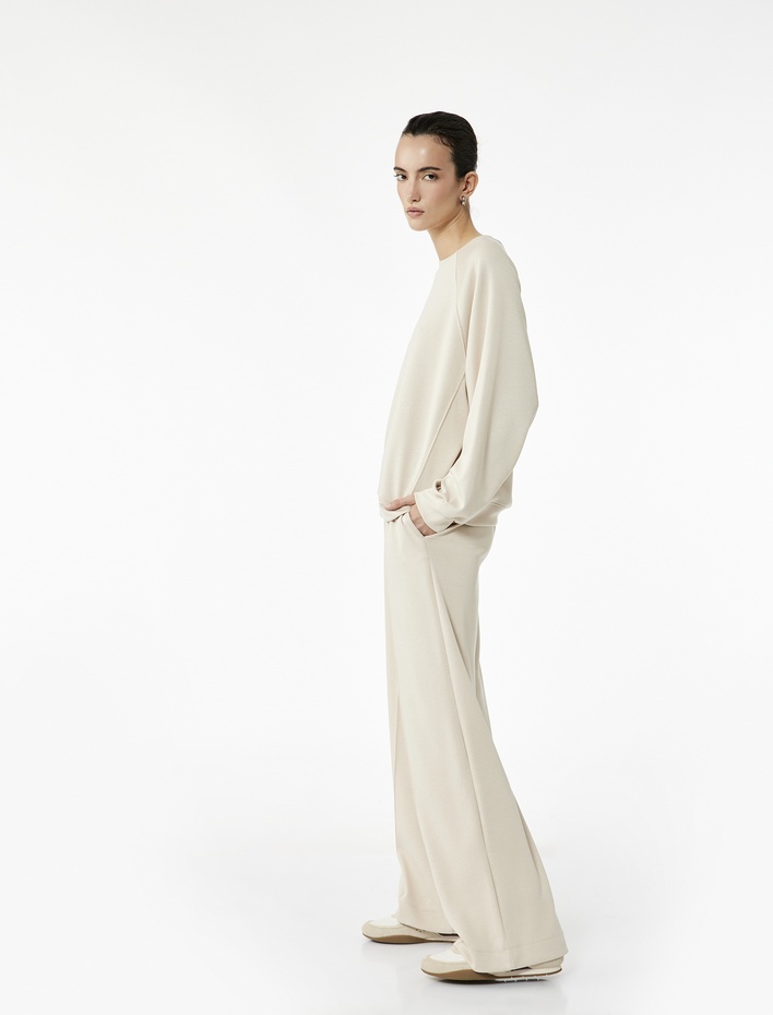  Nervürlü Scuba Kumaş Uzun Düz Bol Paça Eşofman Altı