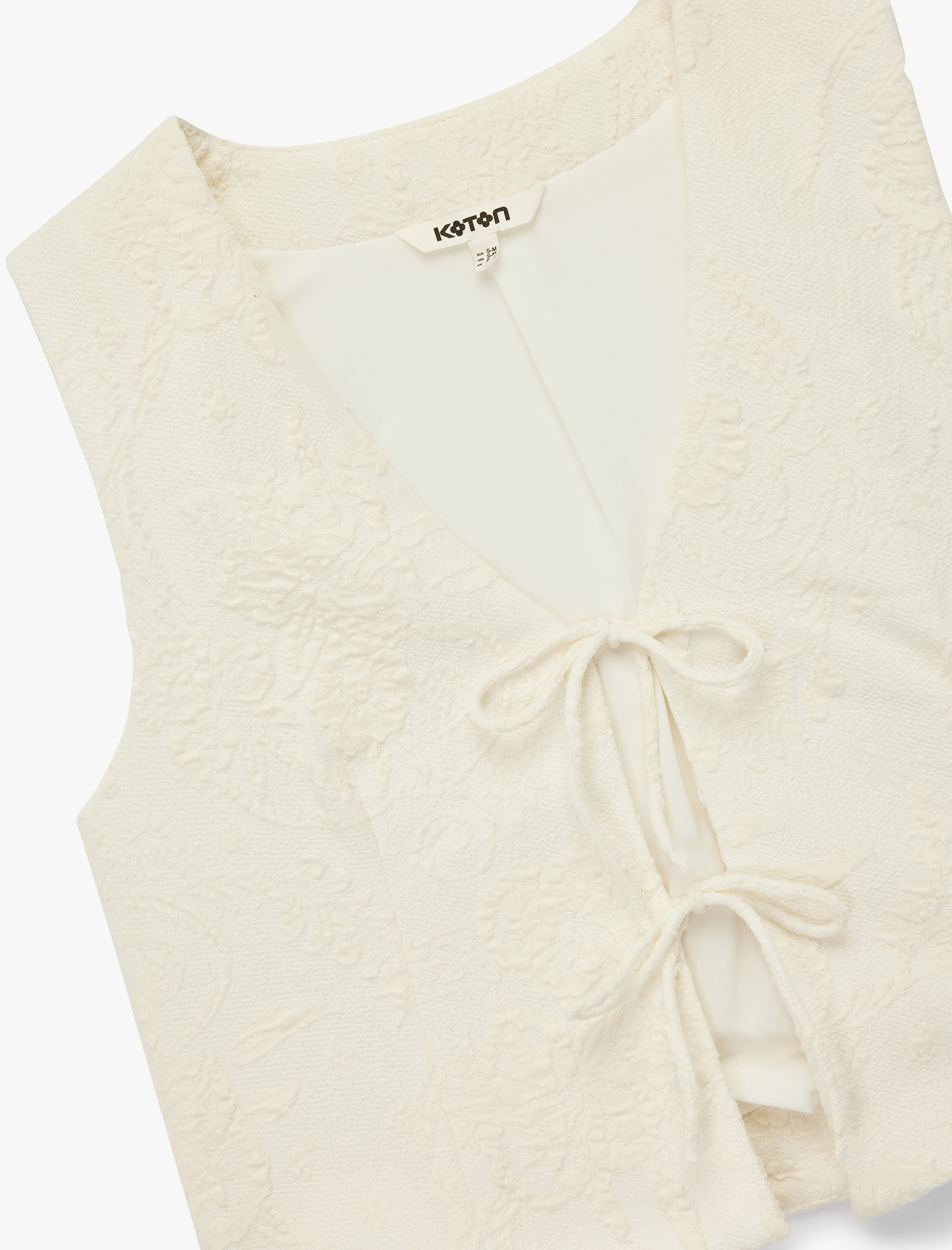   V Yaka Floral Dokulu Fiyonklu Önden Bağlama Detaylı Yelek