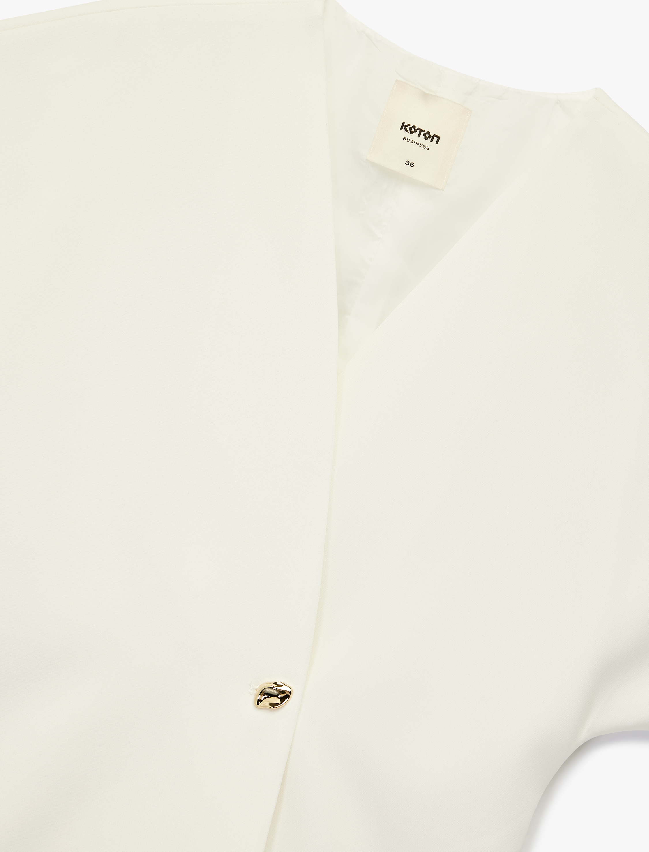   Asimetrik Kolsuz V Yaka Kruvaze Oversize Yelek