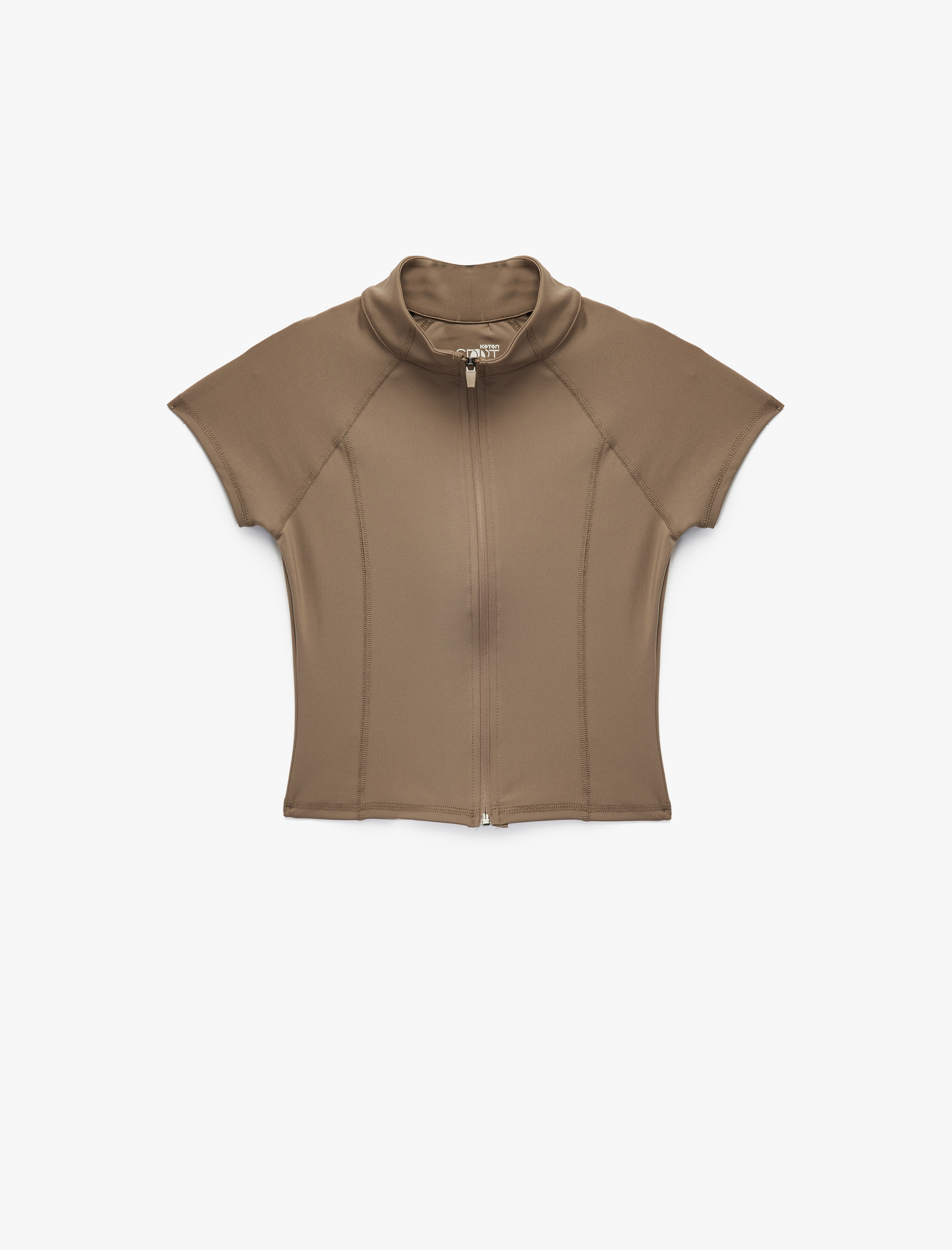   Dik Yaka Fermuarlı Slim Fit Spor Tişört