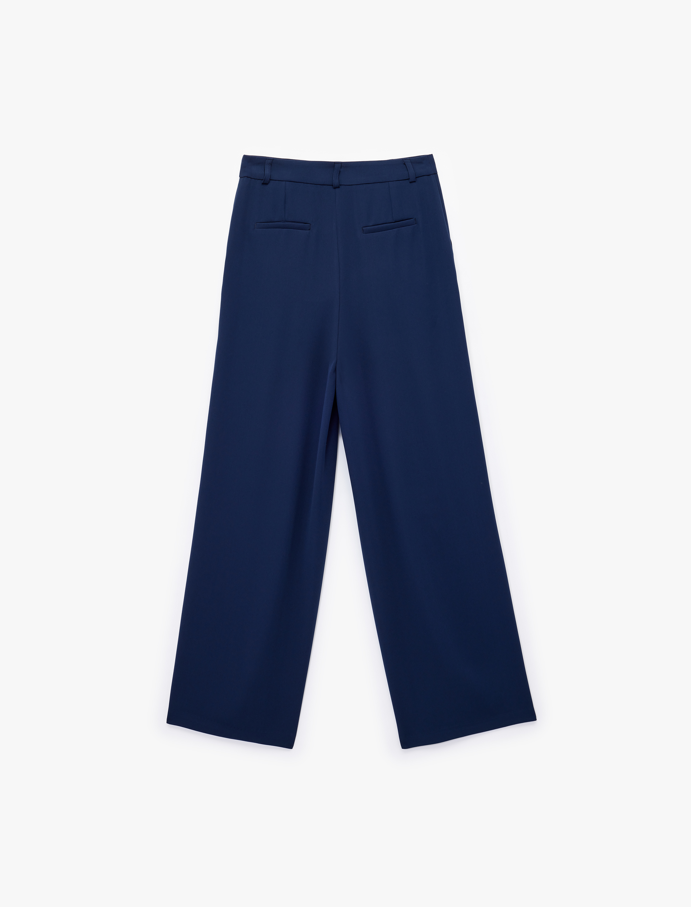   Krep Kumaş Cepli Pile Detaylı Yüksek Bel Geniş Paça Palazzo Pantolon